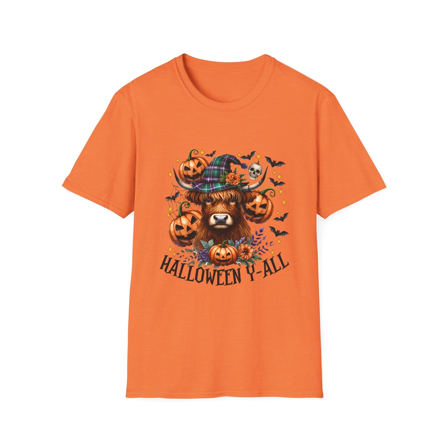 Halloween Cow Halloween Y'all Unisex Softstyle T-Shirt - Cute & Cozy for Fall Celebrations
