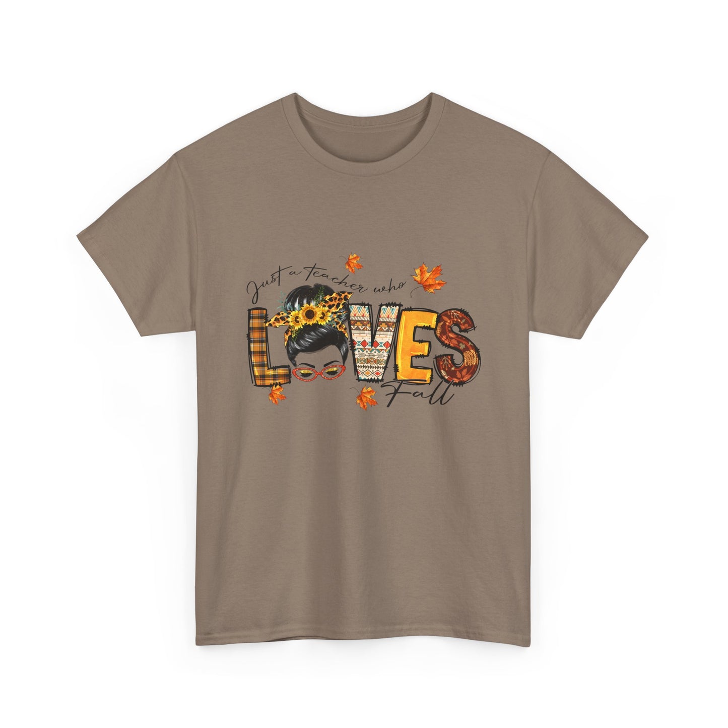 Fall Vibes Unisex Heavy Cotton Tee - 'Loves Fall' Floral Design