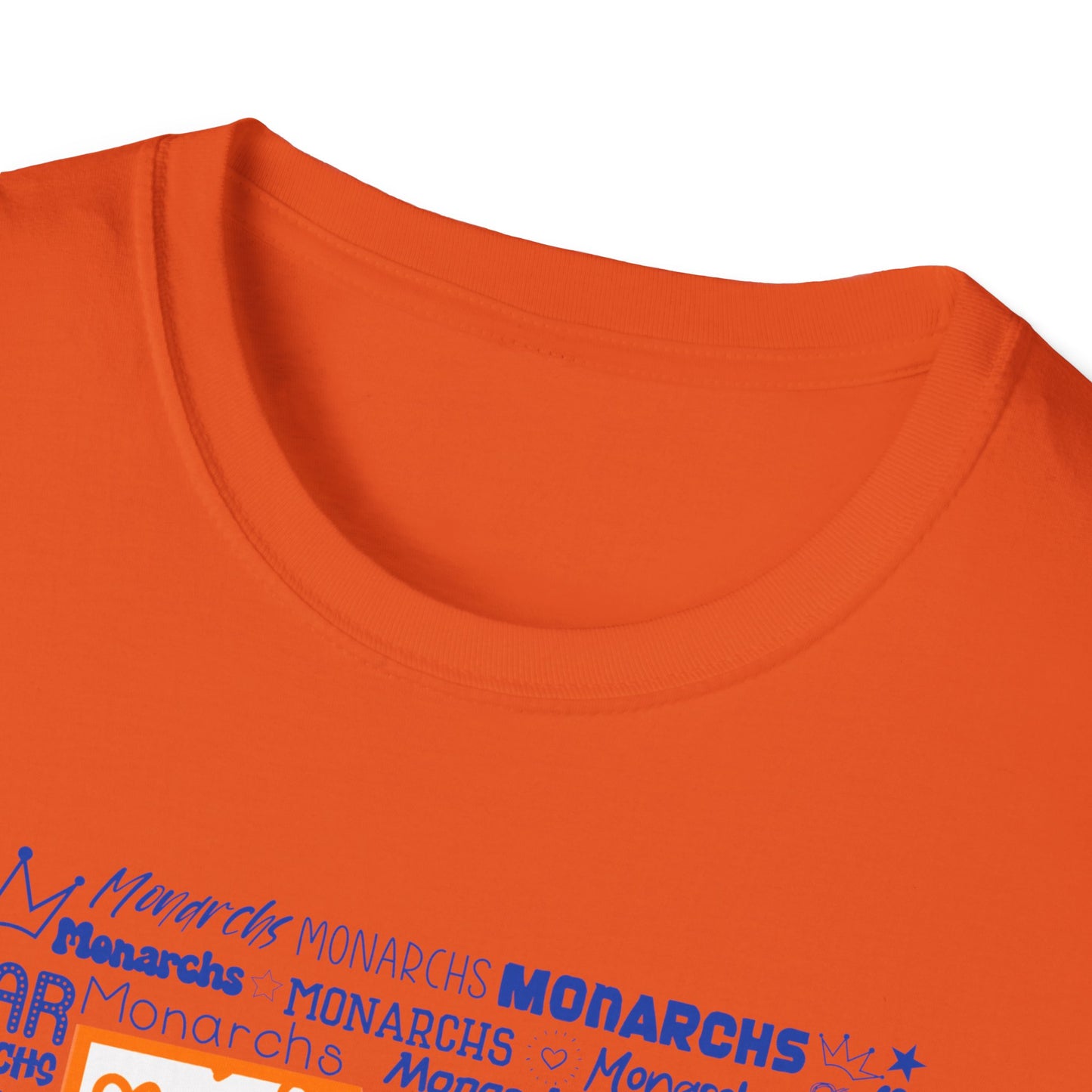 Orange Hearts M Monarch Unisex Softstyle T-Shirt - Perfect for School Spirit and Celebrations