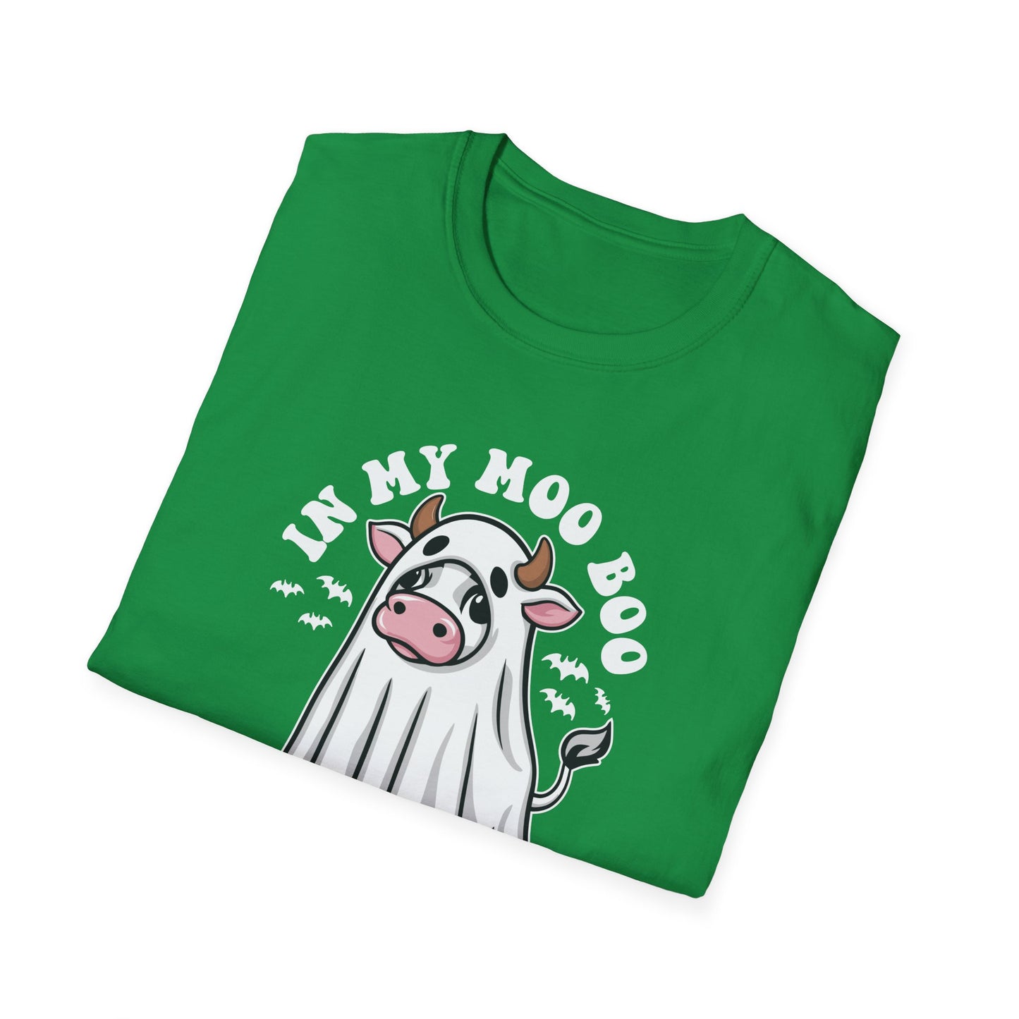Funny Cow Ghost Unisex Softstyle T-Shirt for Halloween "In My Moo Boo Era"