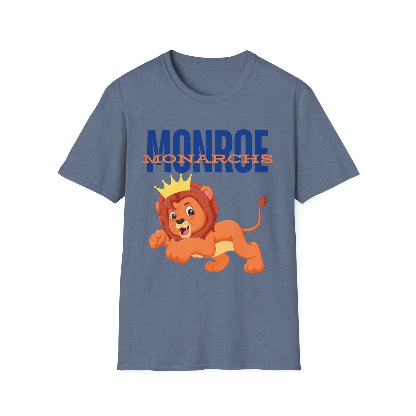 Monroe Monarchs Blue/Orange Jumping Lion Crown Design