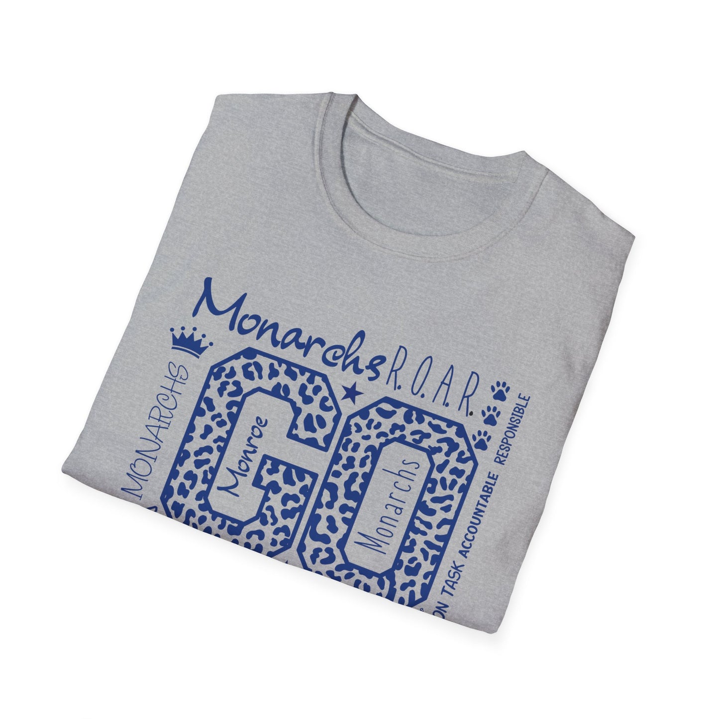 GO Monarchs Blue Leopard Print Unisex T-Shirt - School Spirit & Team Pride