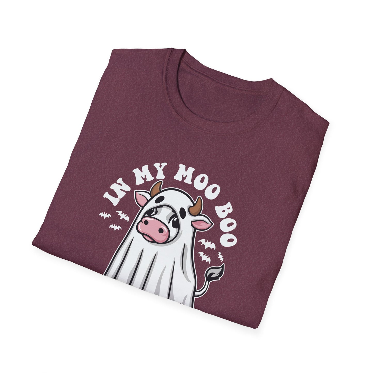 Funny Cow Ghost Unisex Softstyle T-Shirt for Halloween "In My Moo Boo Era"