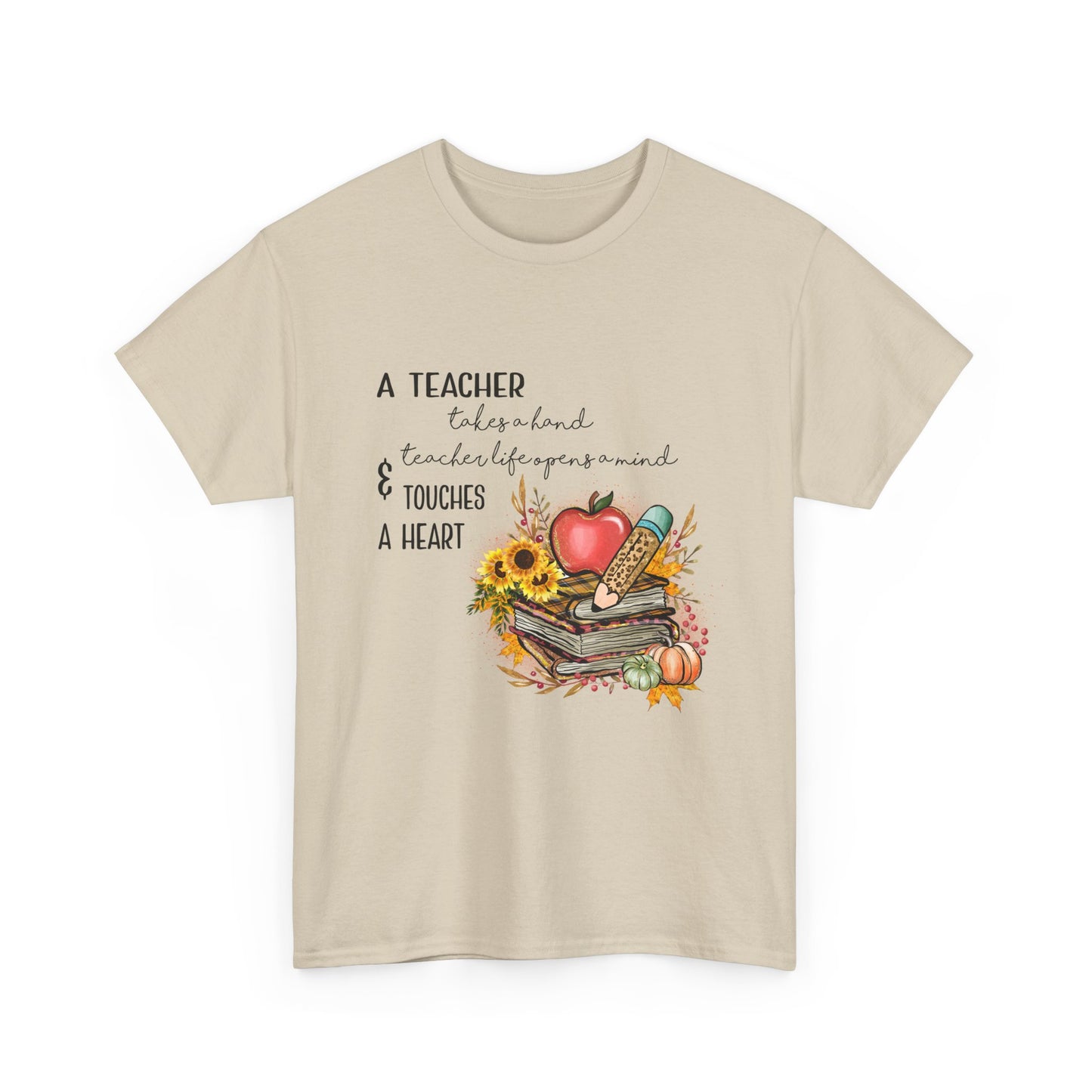 A Teacher Touches a Heart Fall Unisex Heavy Cotton Tee