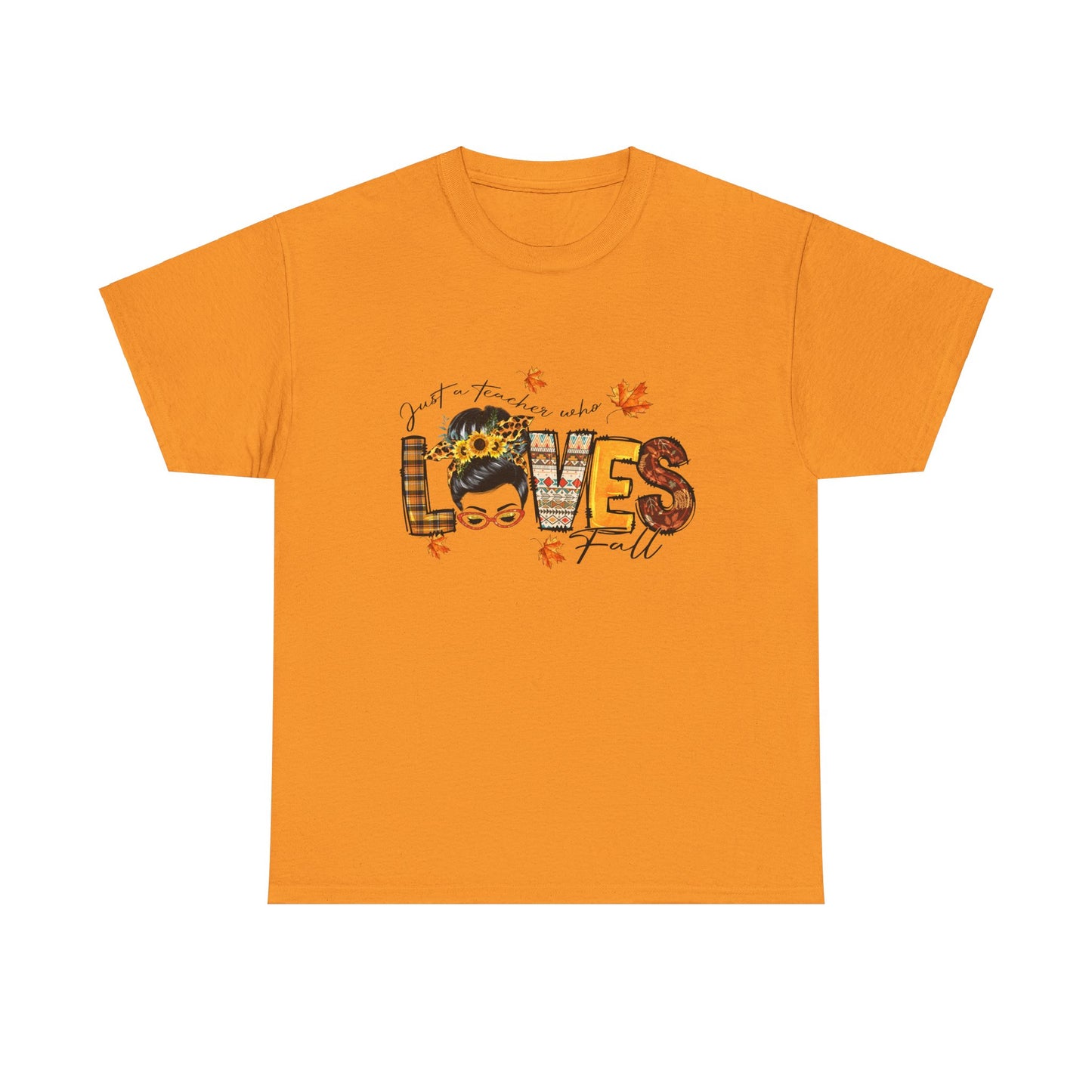 Fall Vibes Unisex Heavy Cotton Tee - 'Loves Fall' Floral Design
