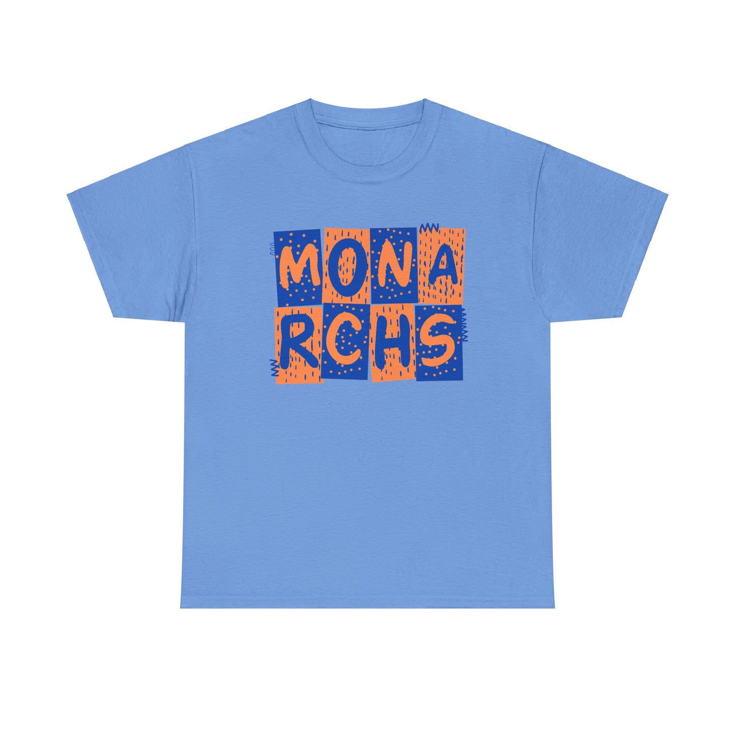 Monarchs Blue and Orange Squares Unisex Heavy Cotton Tee -