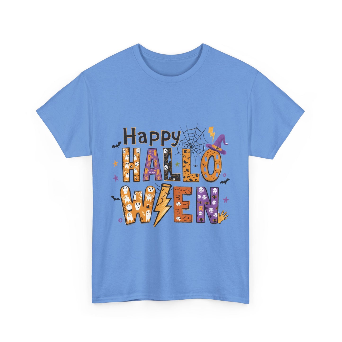 Happy Halloween Unisex Heavy Cotton Tee - Fun Festive Halloween School Teacher T-Shirt for Fall Celebrations