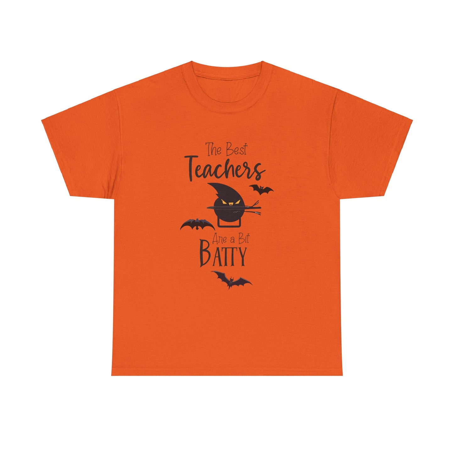 "The Best Teachers Are a Bit Batty" Unisex Heavy Cotton Tee - Fun Halloween School Teacher Shirt