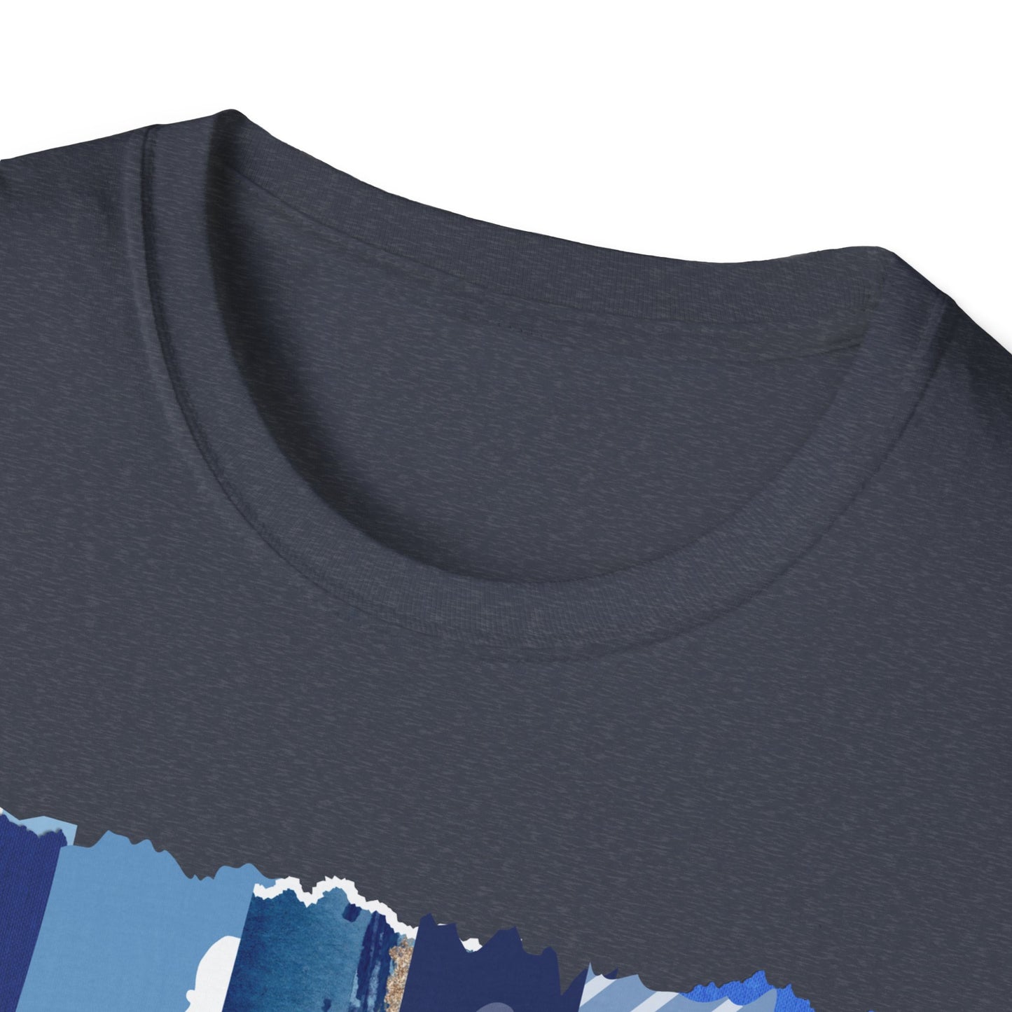 Monroe Blue Patchwork Unisex Softstyle T-Shirt - Perfect for Casual Wear & Gift Giving
