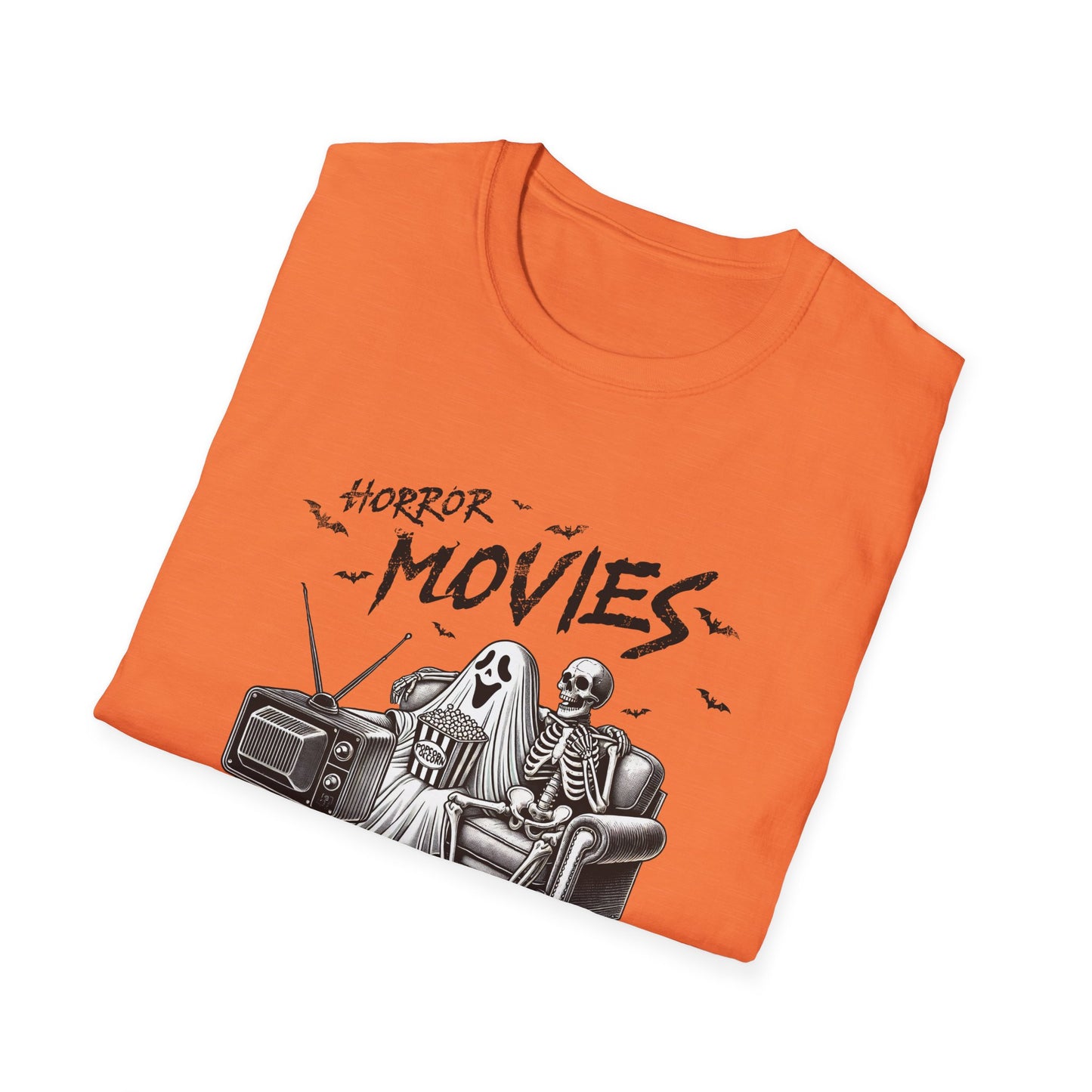 Horror Movies and Chill T-Shirt - Unisex Softstyle Tee for Movie Lovers- Great Halloween Tshirt