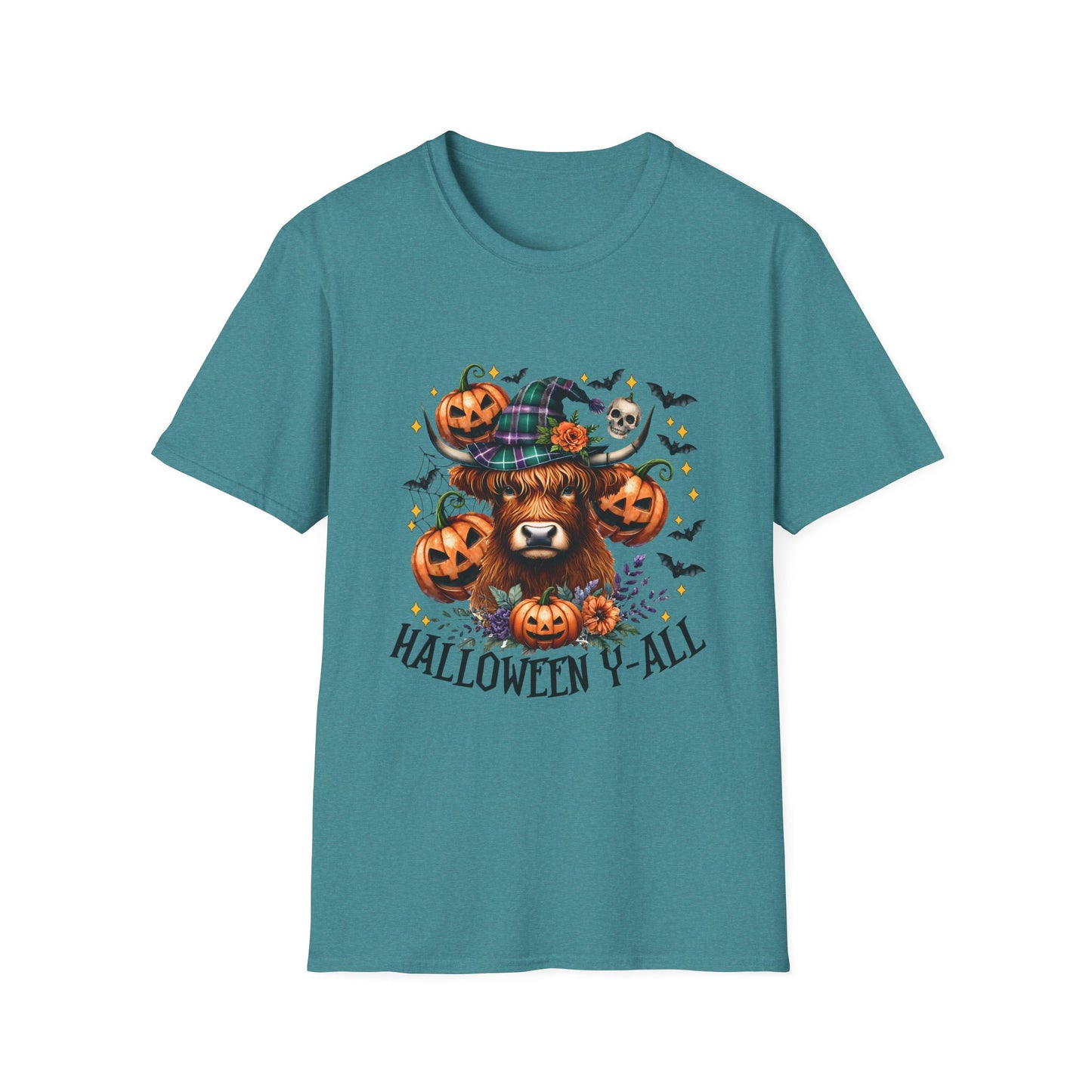 Halloween Cow Halloween Y'all Unisex Softstyle T-Shirt - Cute & Cozy for Fall Celebrations