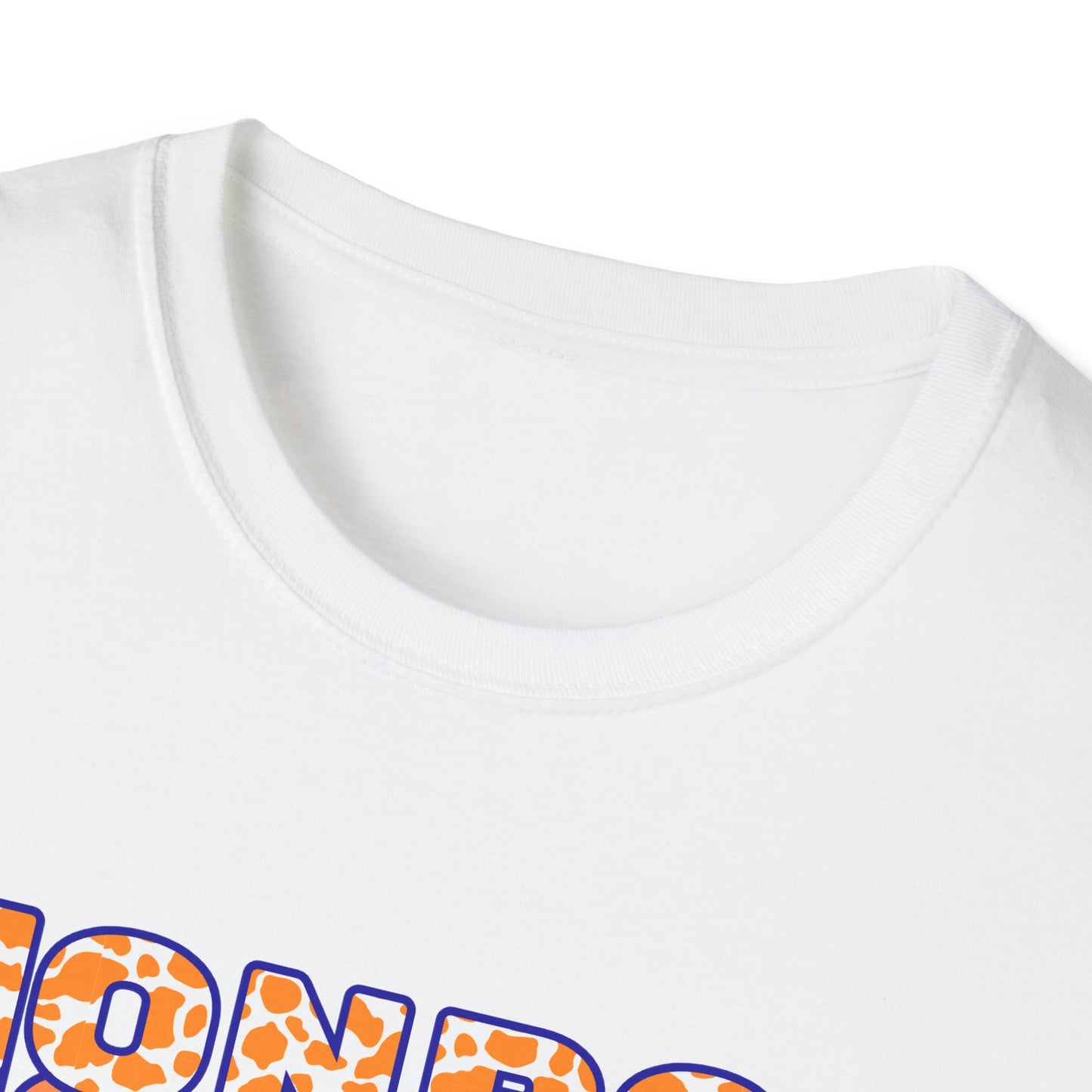 Monroe Cow Print Orange Graphic Unisex Softstyle T-Shirt - Casual Blue Tee for Every Occasion