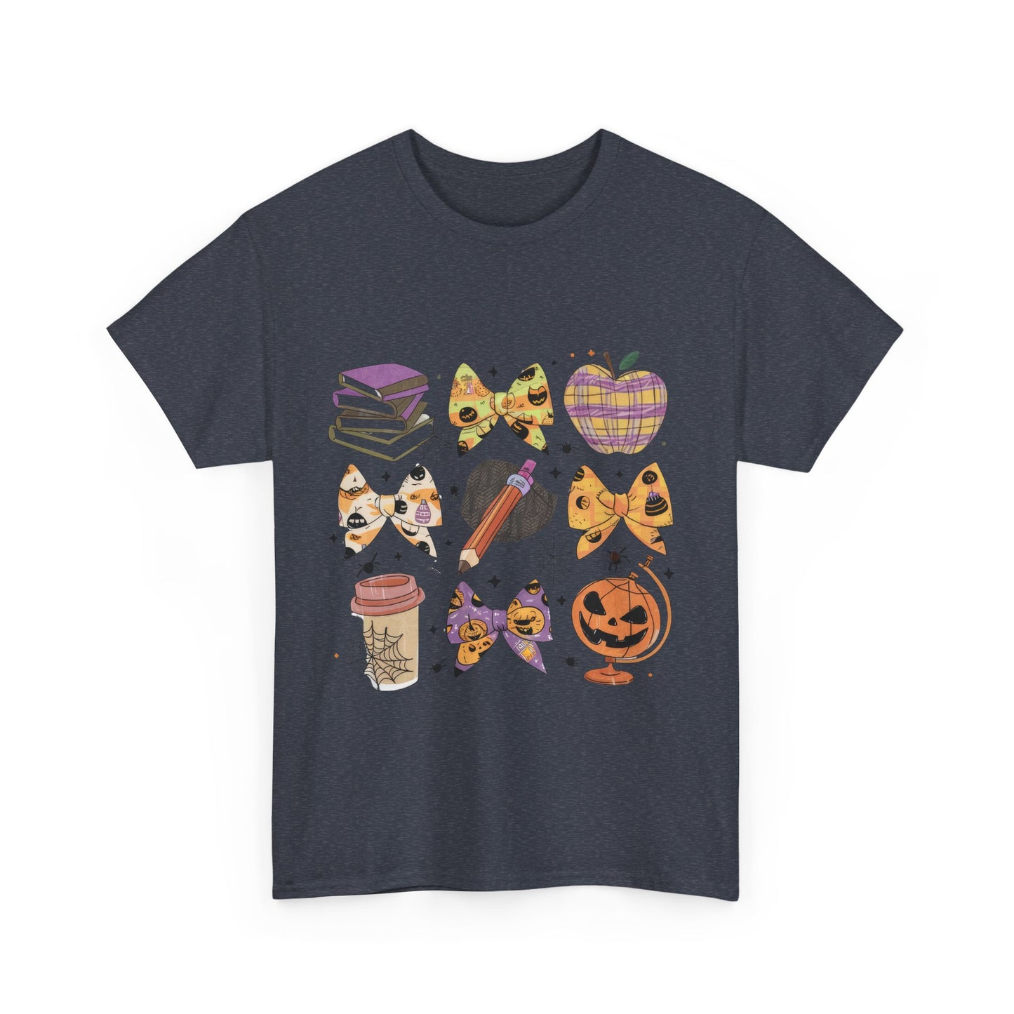 Cute Cat & Pumpkin Halloween School Teacher Unisex Heavy Cotton Tee