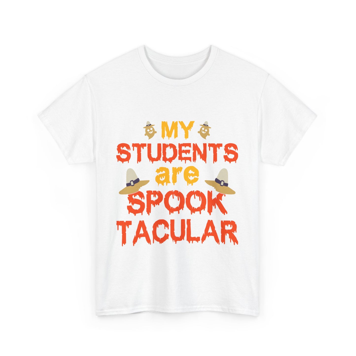 Halloween Teacher Tee - 'My Students are Spooktacular' Unisex Heavy Cotton Halloween School Teacher T-Shirt