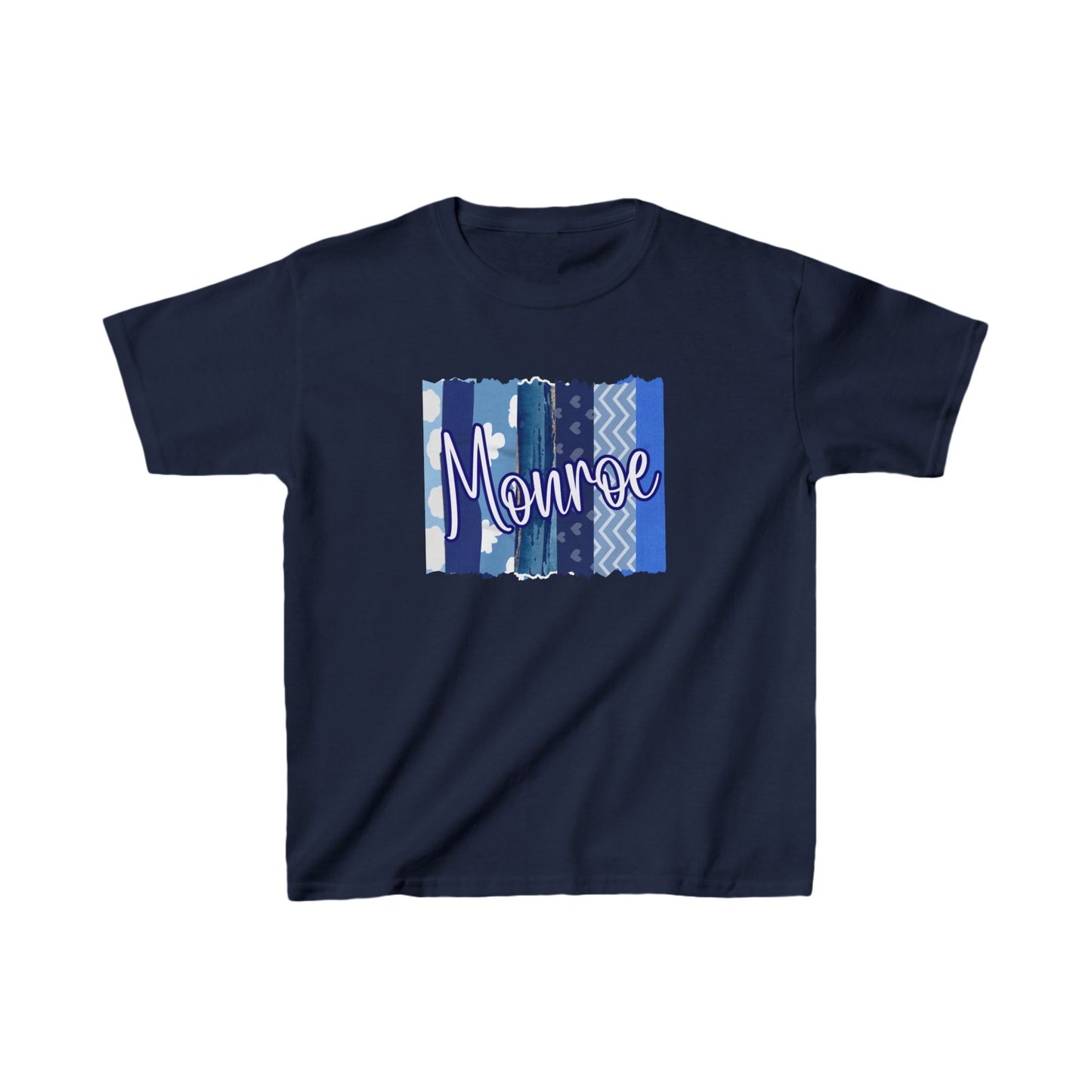 Kids Navy Blue Monroe Patch Heavy Cotton Tee