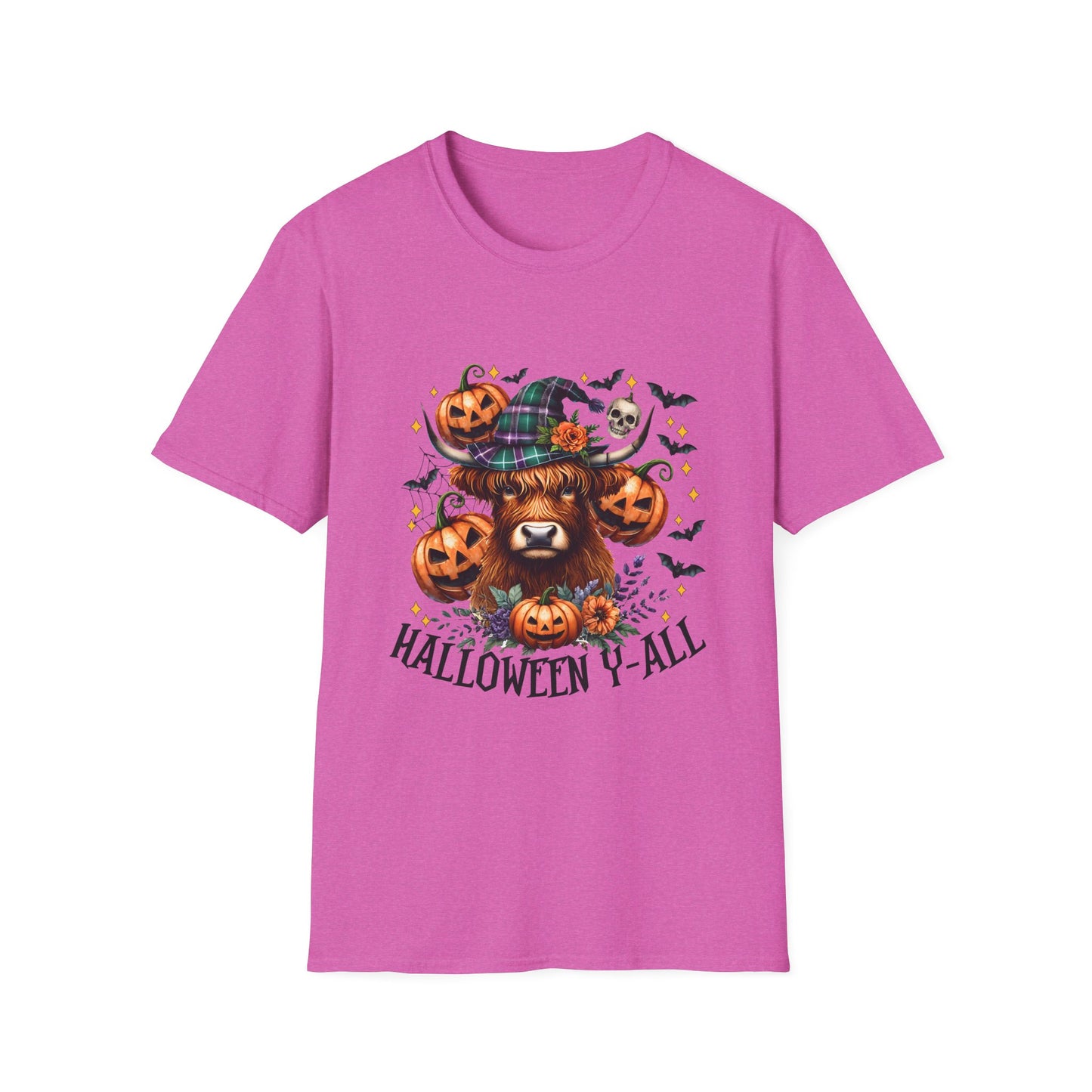 Halloween Cow Halloween Y'all Unisex Softstyle T-Shirt - Cute & Cozy for Fall Celebrations