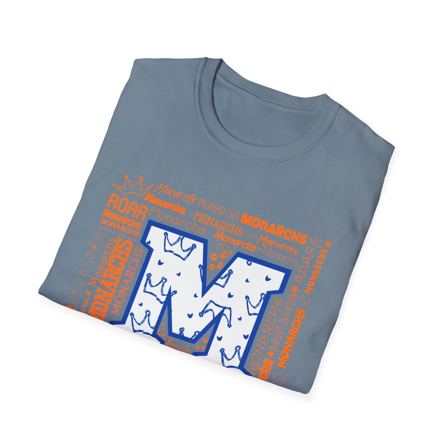 Blue M Crown Monarchs ROAR Unisex Softstyle T-Shirt - School Spirit Tee