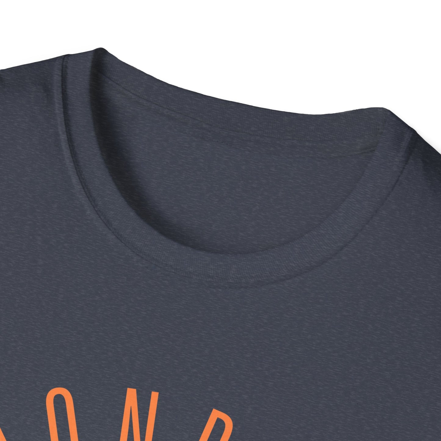 Monroe Monarchs (Orange Lettering) with Cute Grinning Lion Adult Unisex Softstyle T-Shirt
