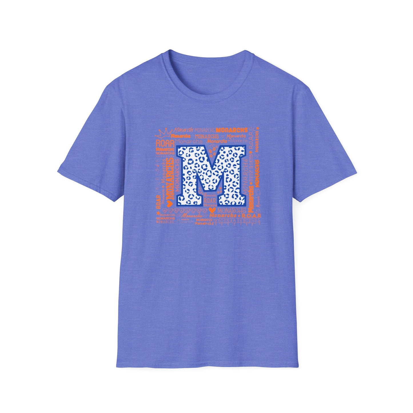 Blue Leopard M Monarchs Roar Unisex Softstyle T-Shirt - Fun Leopard Print Design