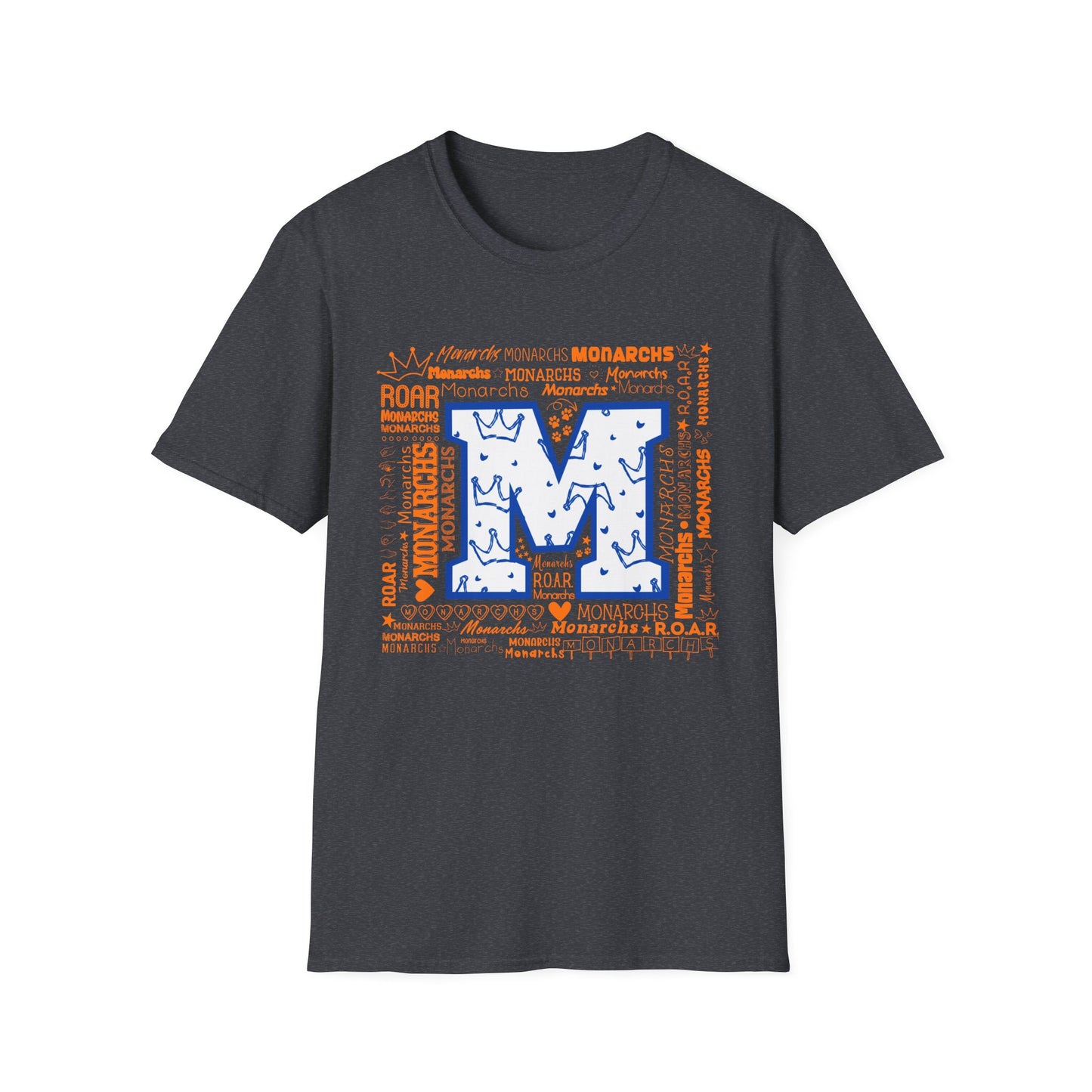 Blue M Crown Monarchs ROAR Unisex Softstyle T-Shirt - School Spirit Tee