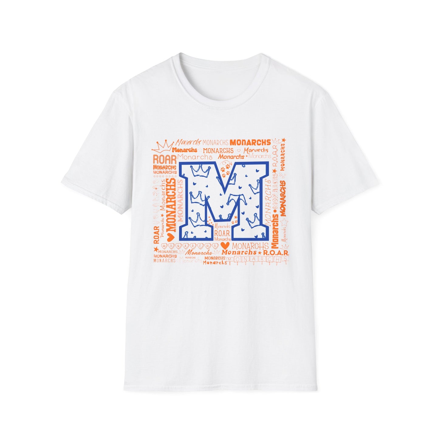 Blue M Crown Monarchs ROAR Unisex Softstyle T-Shirt - School Spirit Tee