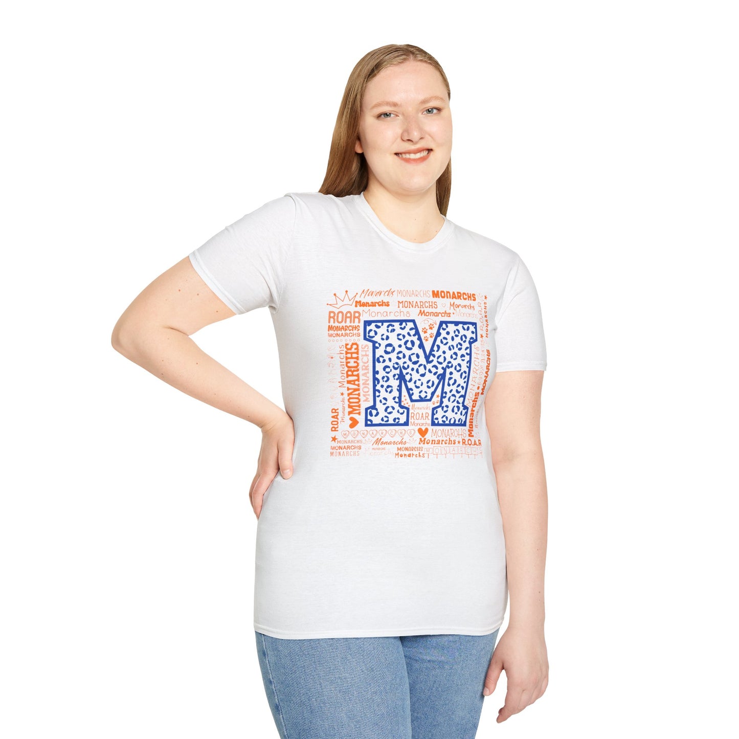 Blue Leopard M Monarchs Roar Unisex Softstyle T-Shirt - Fun Leopard Print Design