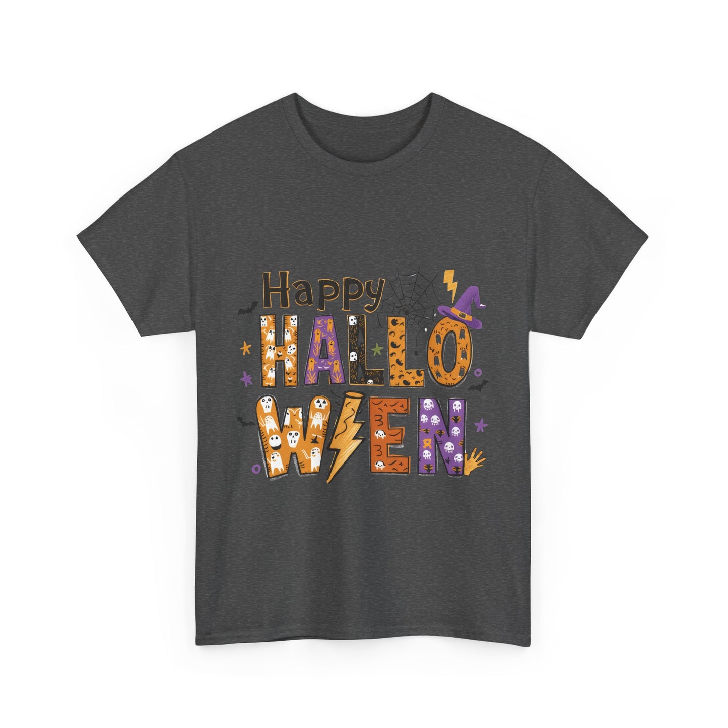 Happy Halloween Unisex Heavy Cotton Tee - Fun Festive Halloween School Teacher T-Shirt for Fall Celebrations