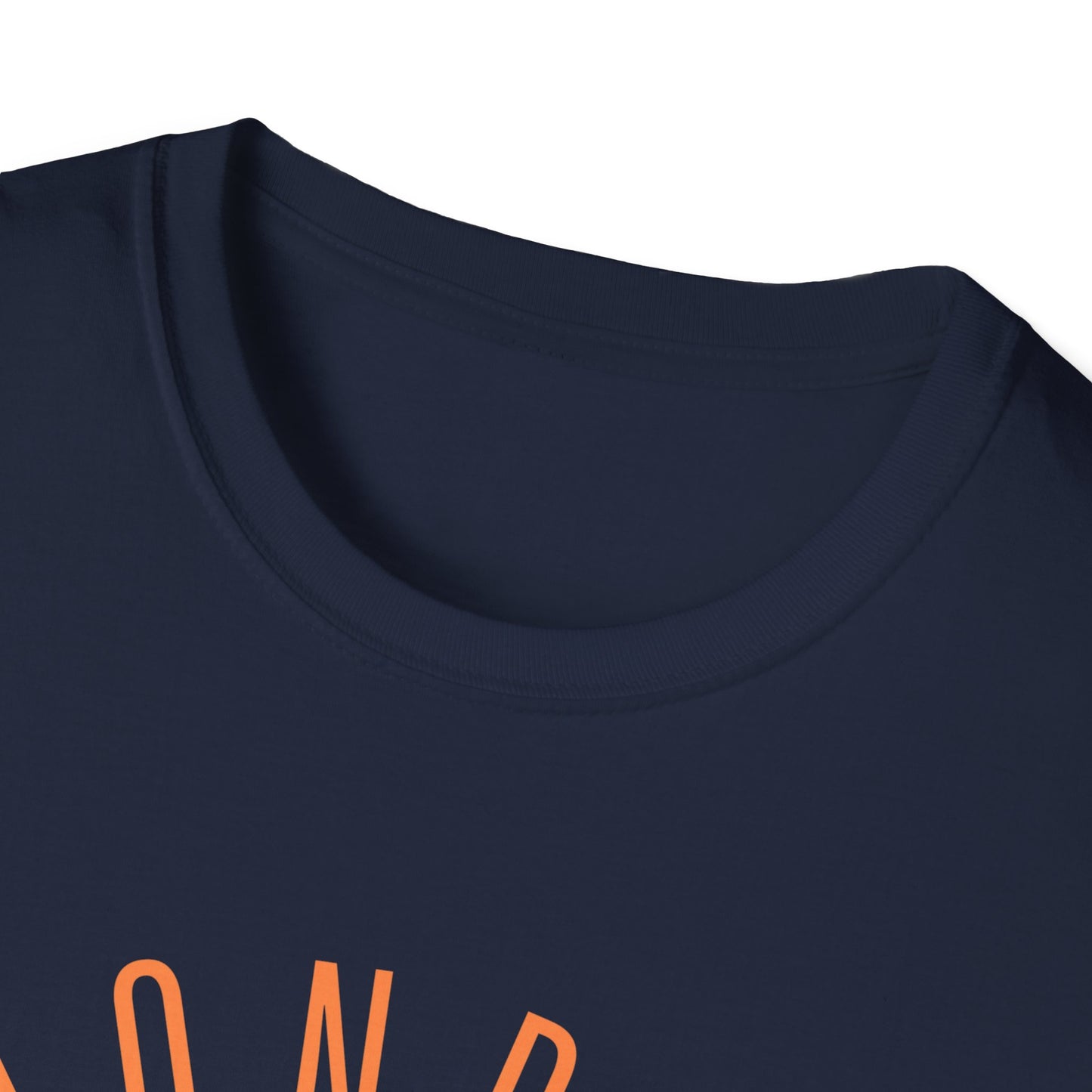 Monroe Monarchs (Orange Lettering) with Cute Grinning Lion Adult Unisex Softstyle T-Shirt
