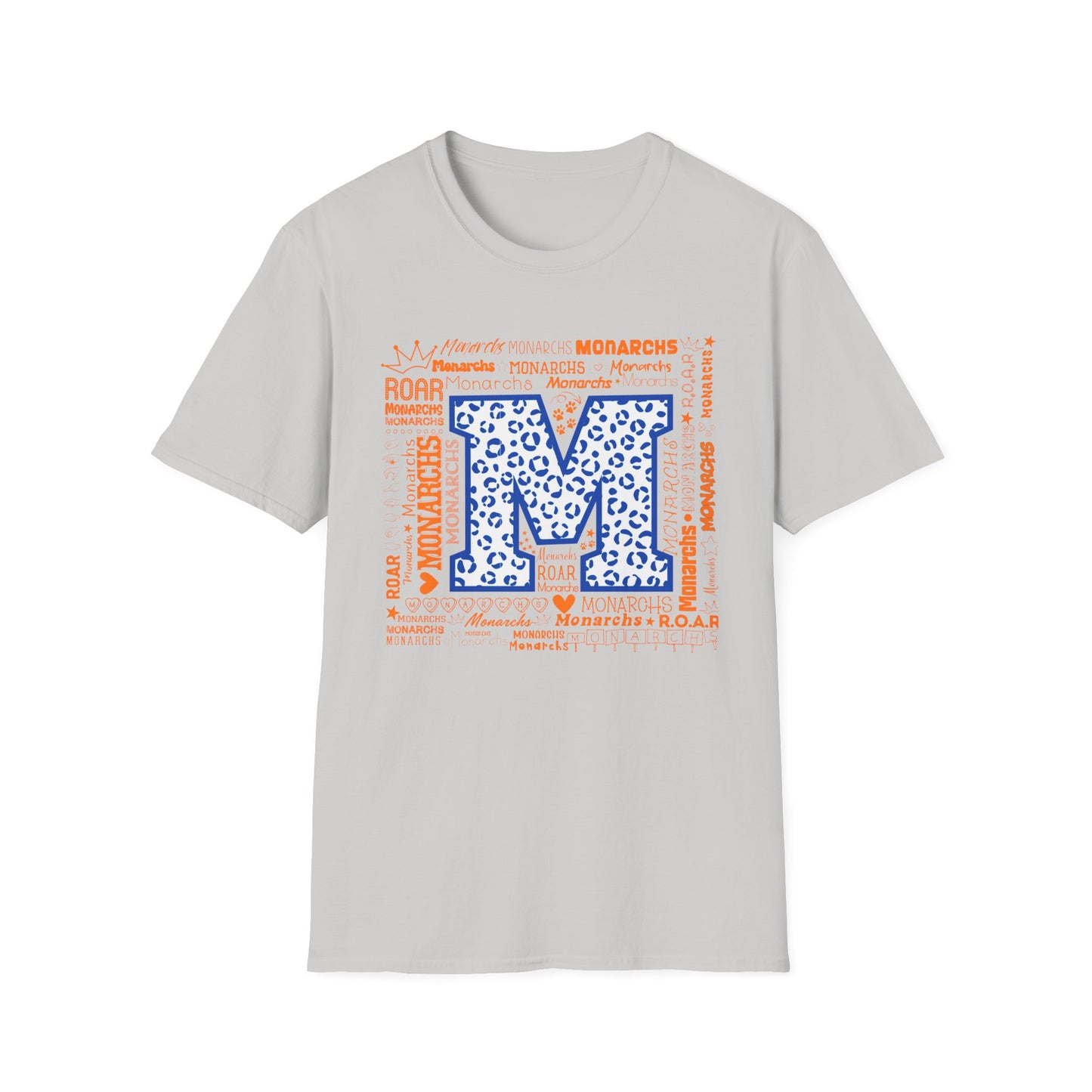 Blue Leopard M Monarchs Roar Unisex Softstyle T-Shirt - Fun Leopard Print Design
