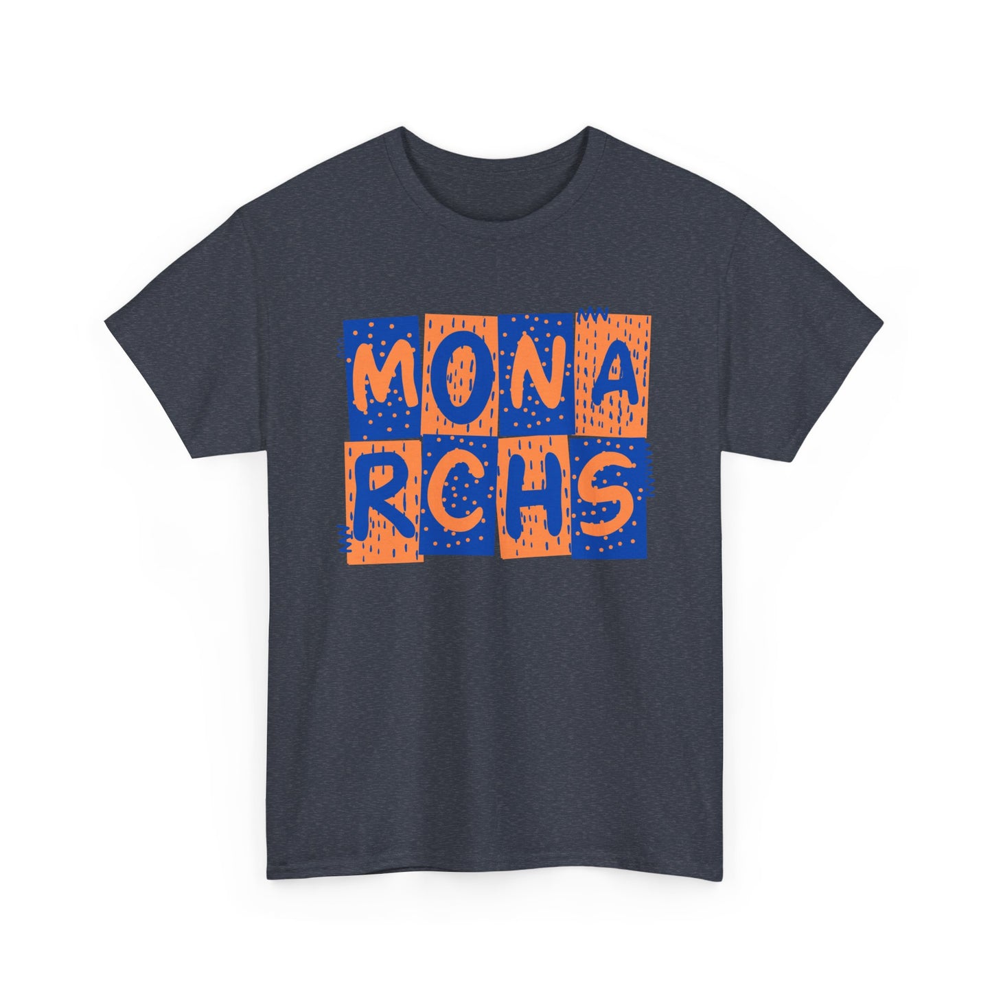 Monarchs Blue and Orange Squares Unisex Heavy Cotton Tee -