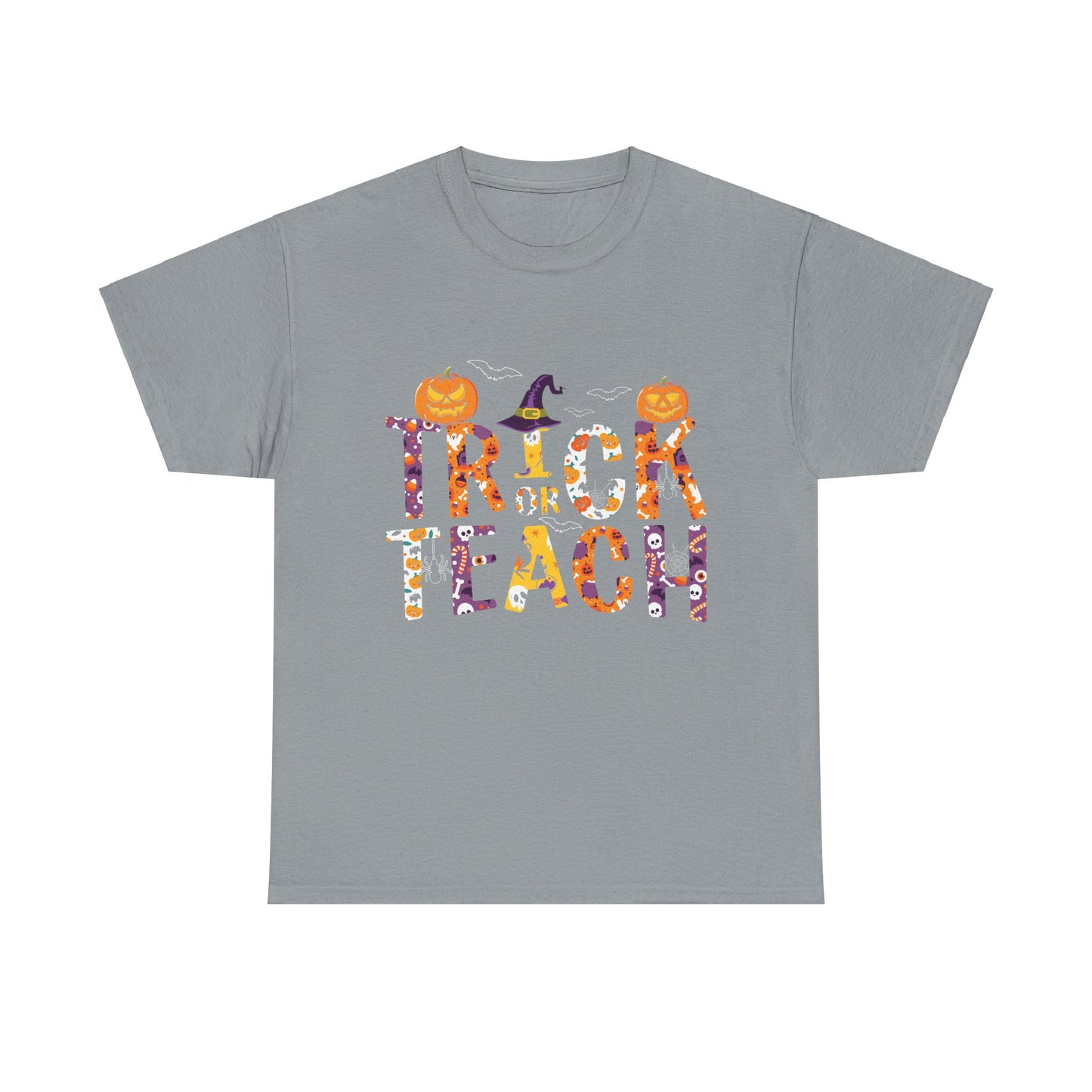 Trick or Teach Halloween School Teacher Unisex Heavy Cotton Tee