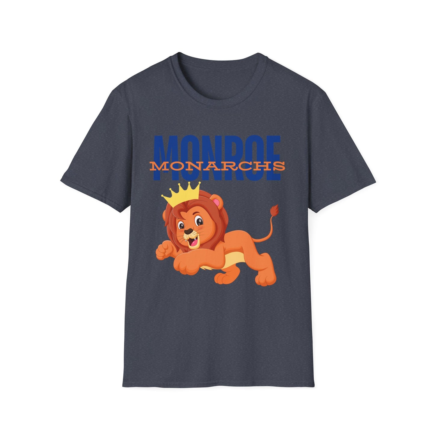 Monroe Monarchs Blue/Orange Jumping Lion Crown Design