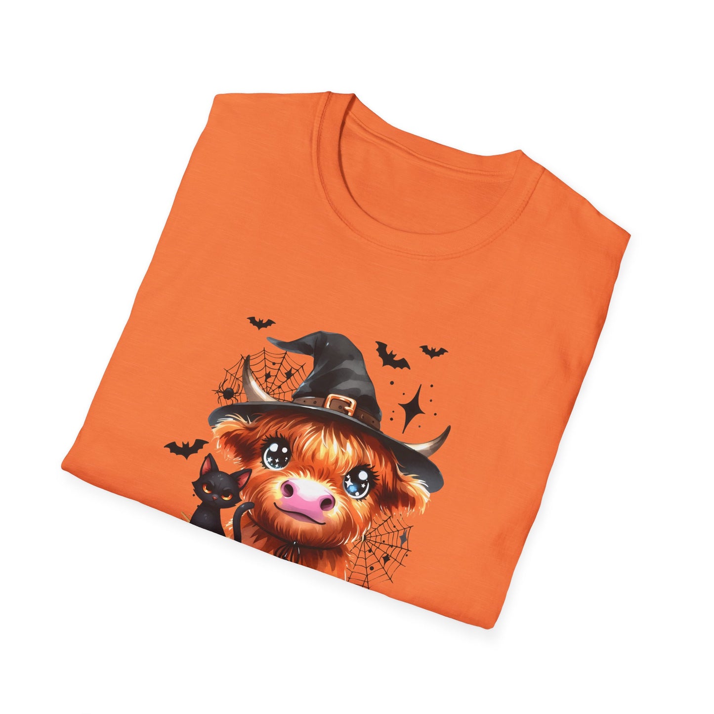 Halloween Cow Graphic T-Shirt - "We're Out at Midnight" - Unisex Softstyle Tee
