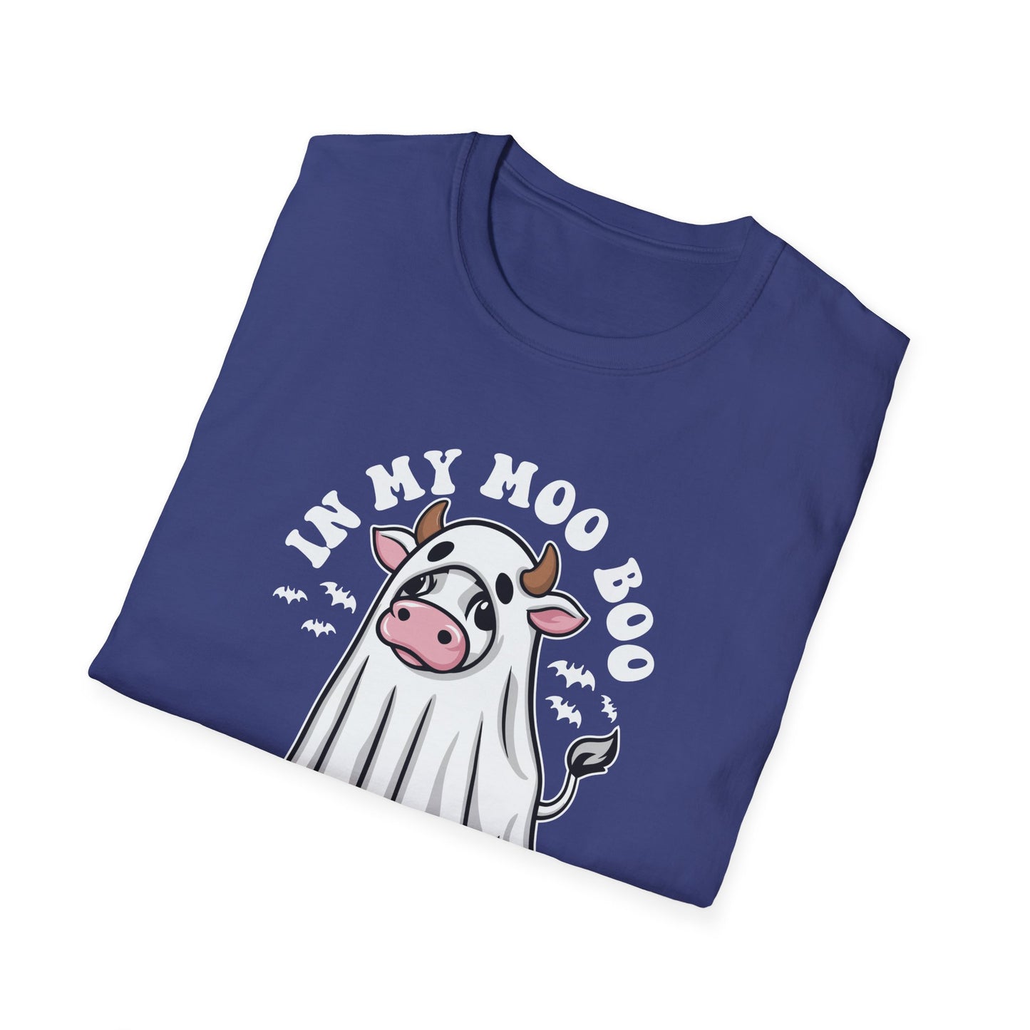 Funny Cow Ghost Unisex Softstyle T-Shirt for Halloween "In My Moo Boo Era"