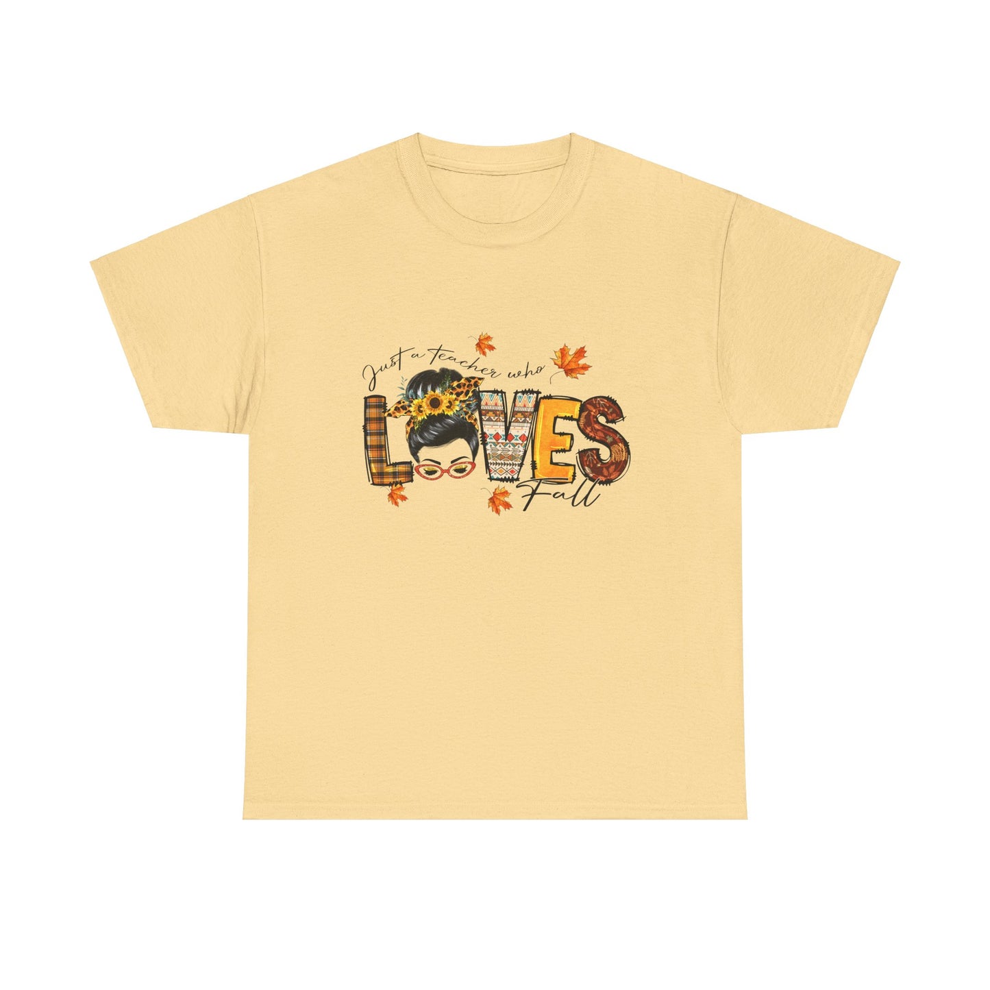 Fall Vibes Unisex Heavy Cotton Tee - 'Loves Fall' Floral Design