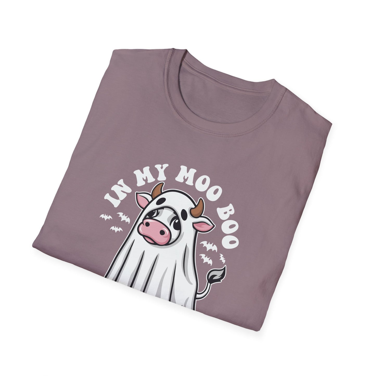 Funny Cow Ghost Unisex Softstyle T-Shirt for Halloween "In My Moo Boo Era"