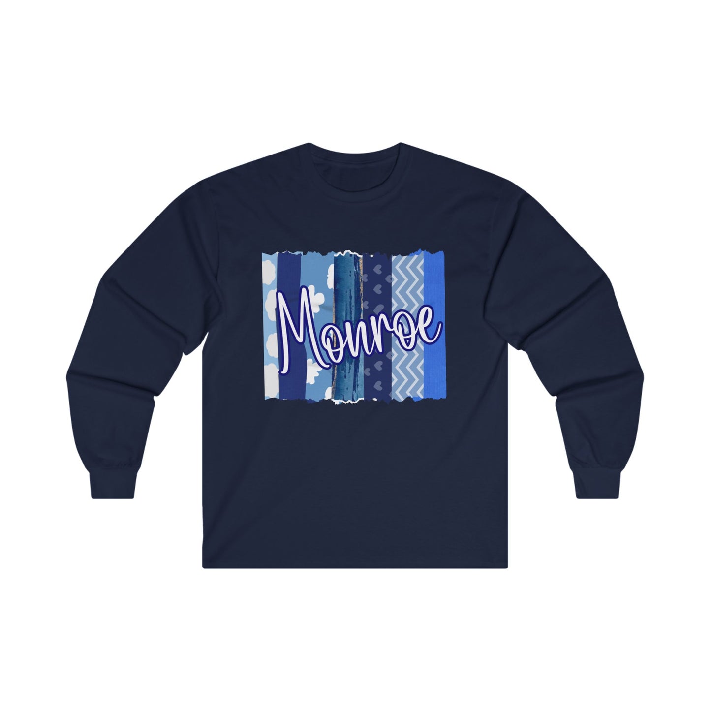 Monroe Patchwork Long Sleeve Tee - Stylish Unisex Cotton Shirt for Casual Wear