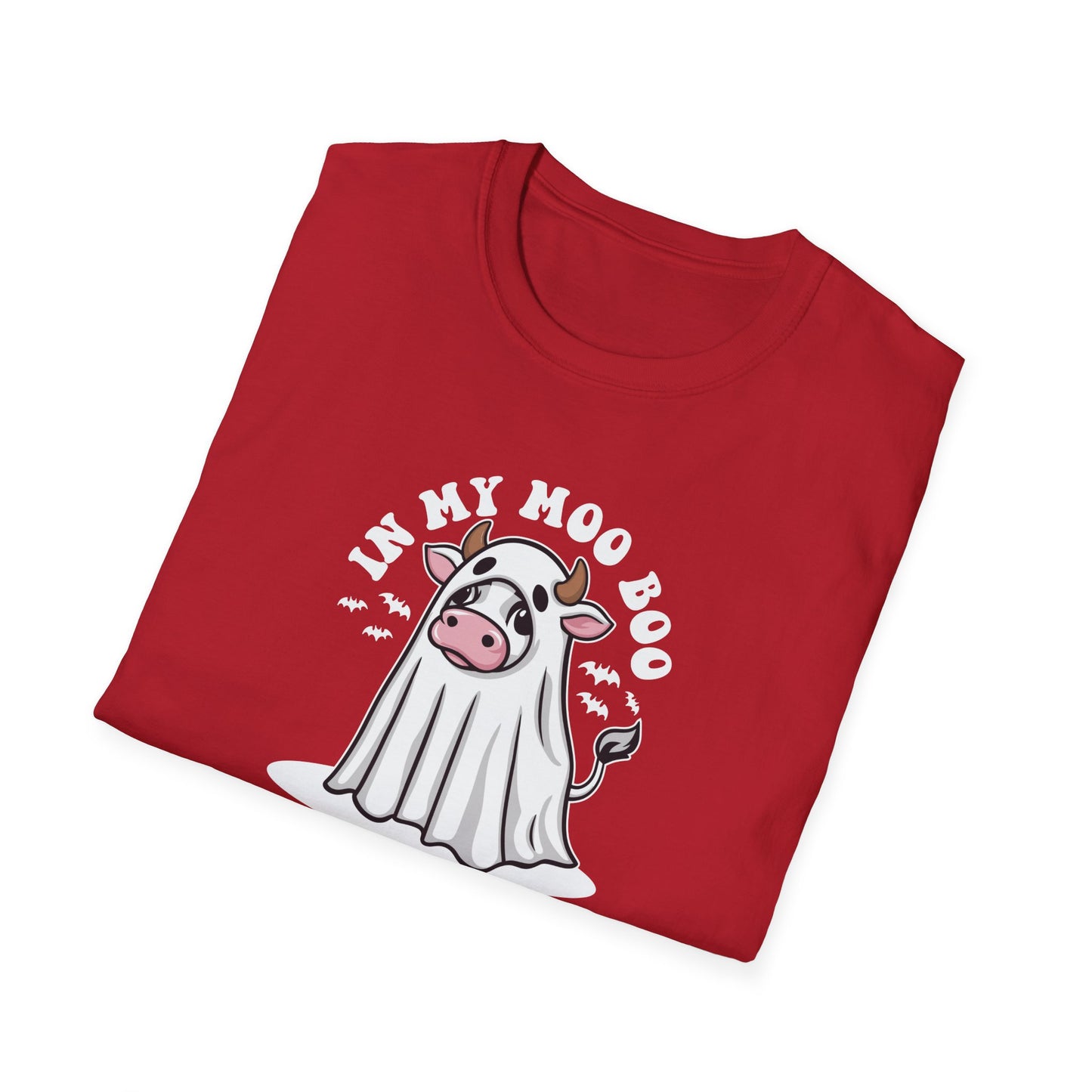 Funny Cow Ghost Unisex Softstyle T-Shirt for Halloween "In My Moo Boo Era"
