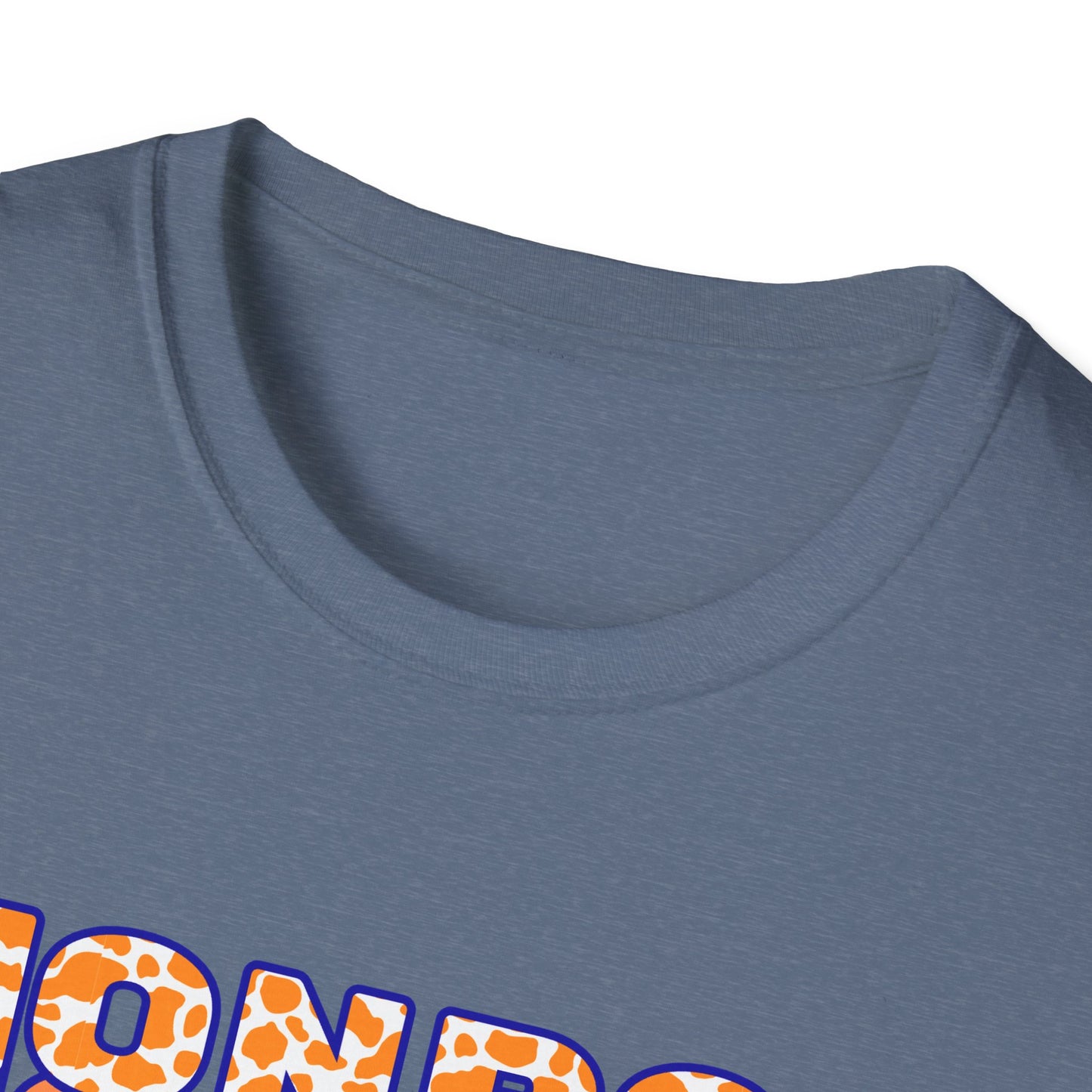 Monroe Cow Print Orange Graphic Unisex Softstyle T-Shirt - Casual Blue Tee for Every Occasion