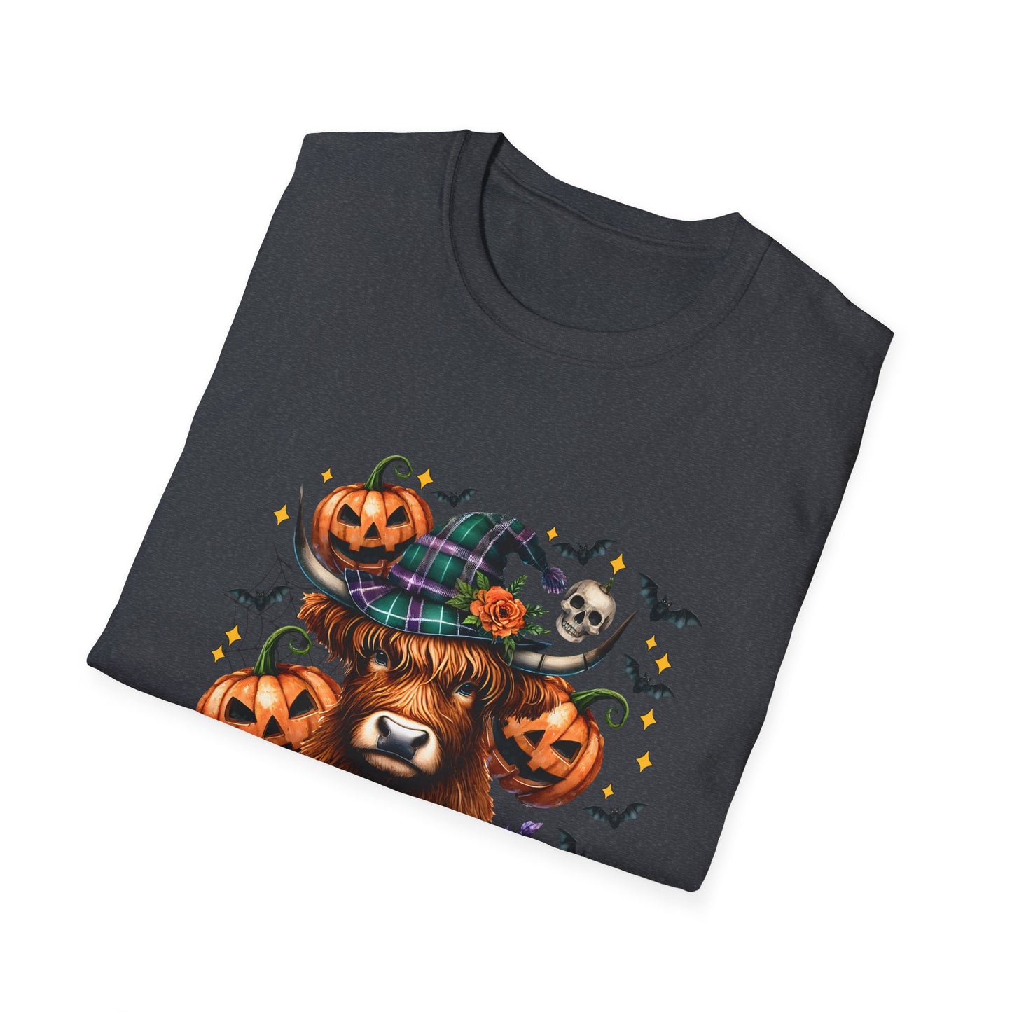 Halloween Cow Halloween Y'all Unisex Softstyle T-Shirt - Cute & Cozy for Fall Celebrations