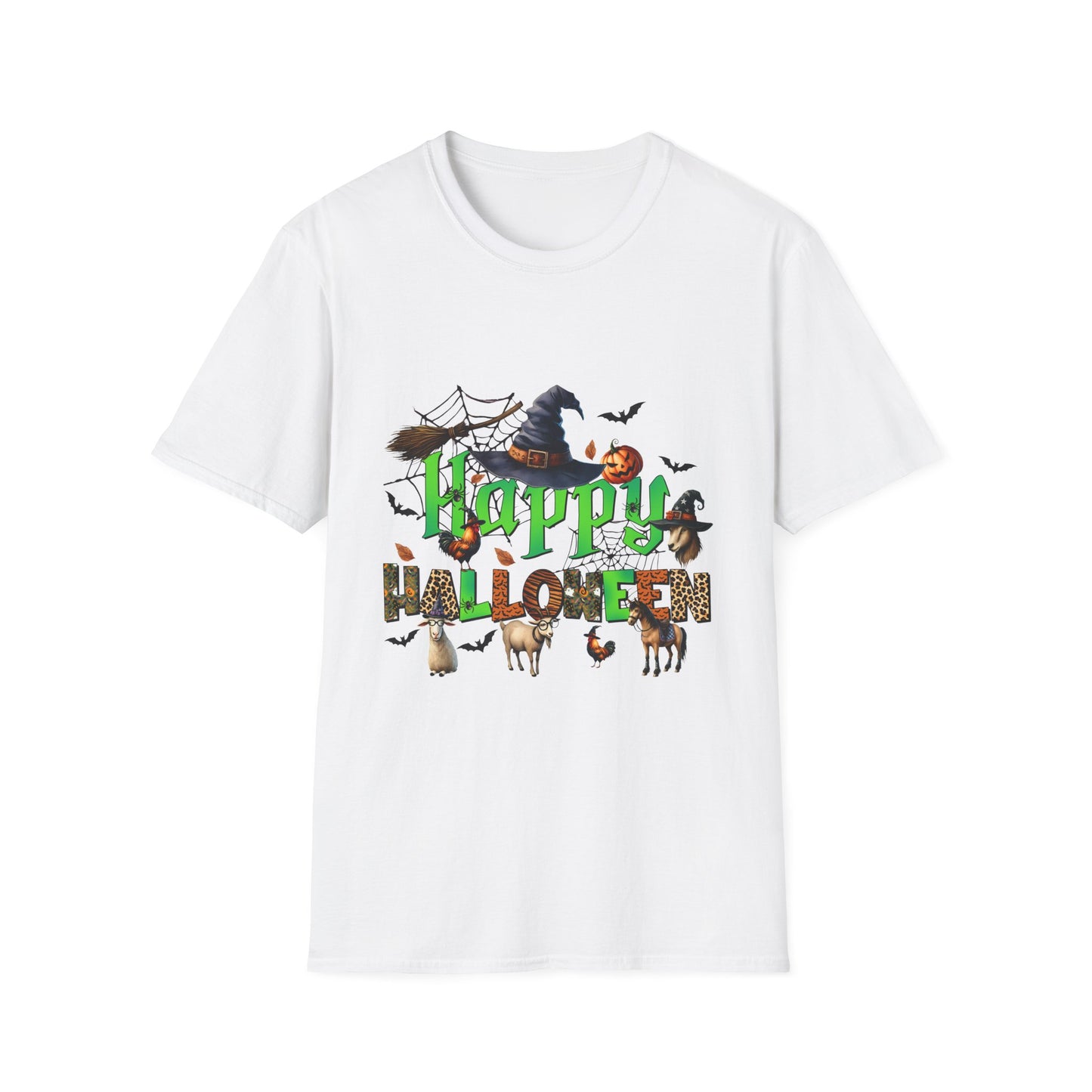 Happy Halloween  Fall FarmUnisex Softstyle T-Shirt - "Happy Halloween" Design
