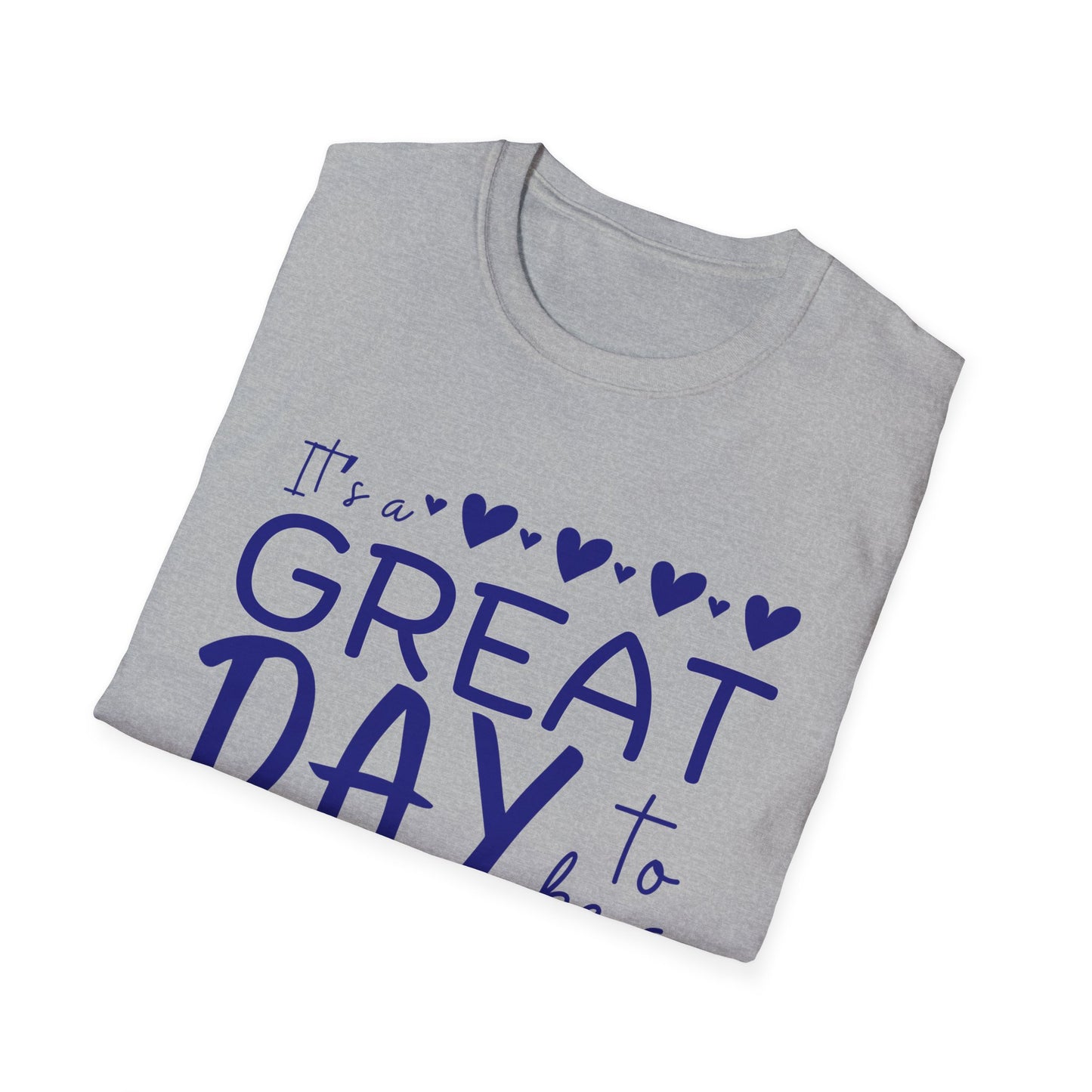 "It's a Great Day to Be a Monarch" Blue Lettering Unisex Softstyle T-Shirt - Fun & Cheerful Graphic Tee
