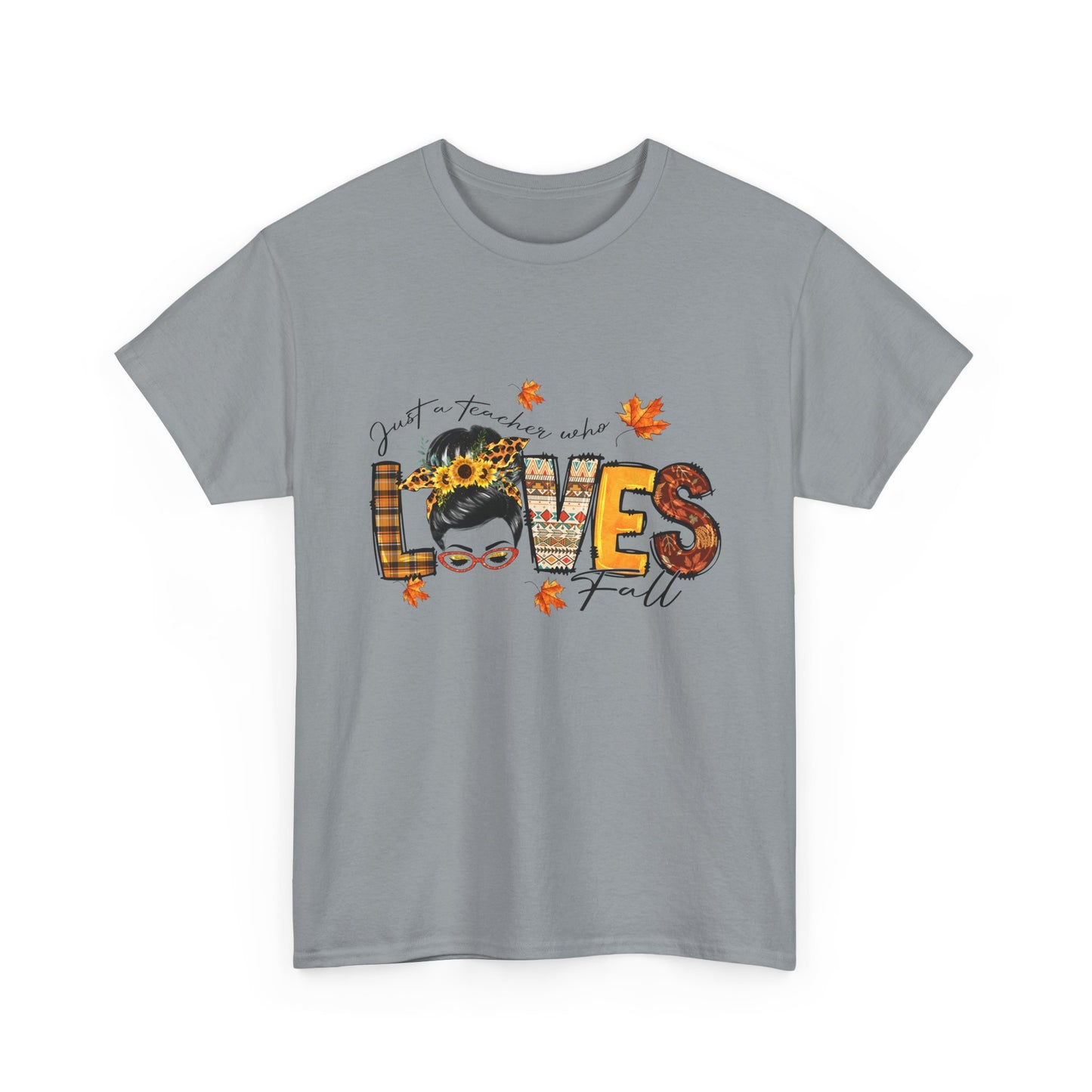 Fall Vibes Unisex Heavy Cotton Tee - 'Loves Fall' Floral Design