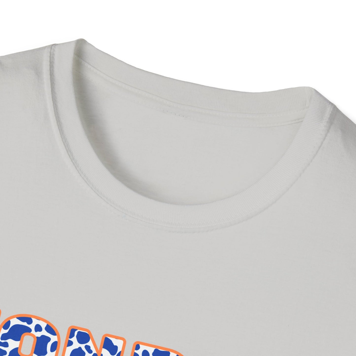 Monroe Graphic Blue Cow Print Unisex Softstyle T-Shirt - Casual Everyday Wear