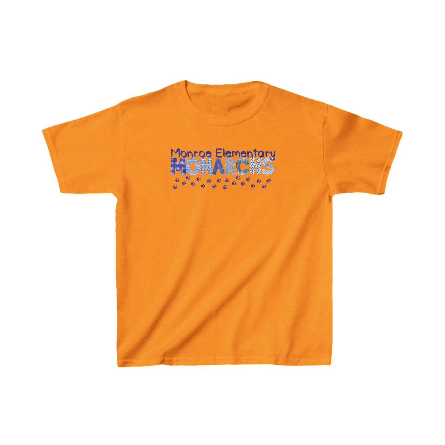 Kids Monroe Elementary Monarchs Blue Pattern Heavy Cotton™ Tee - School Spirit Shirt