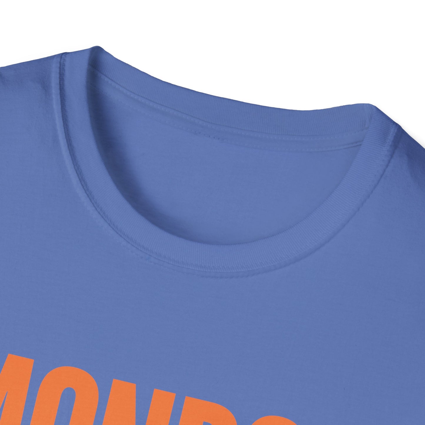 Monroe (Orange) Monarchs (Blue) with Cute Lion Wearing a Crown Leaping Adult Unisex Soft Tshirt