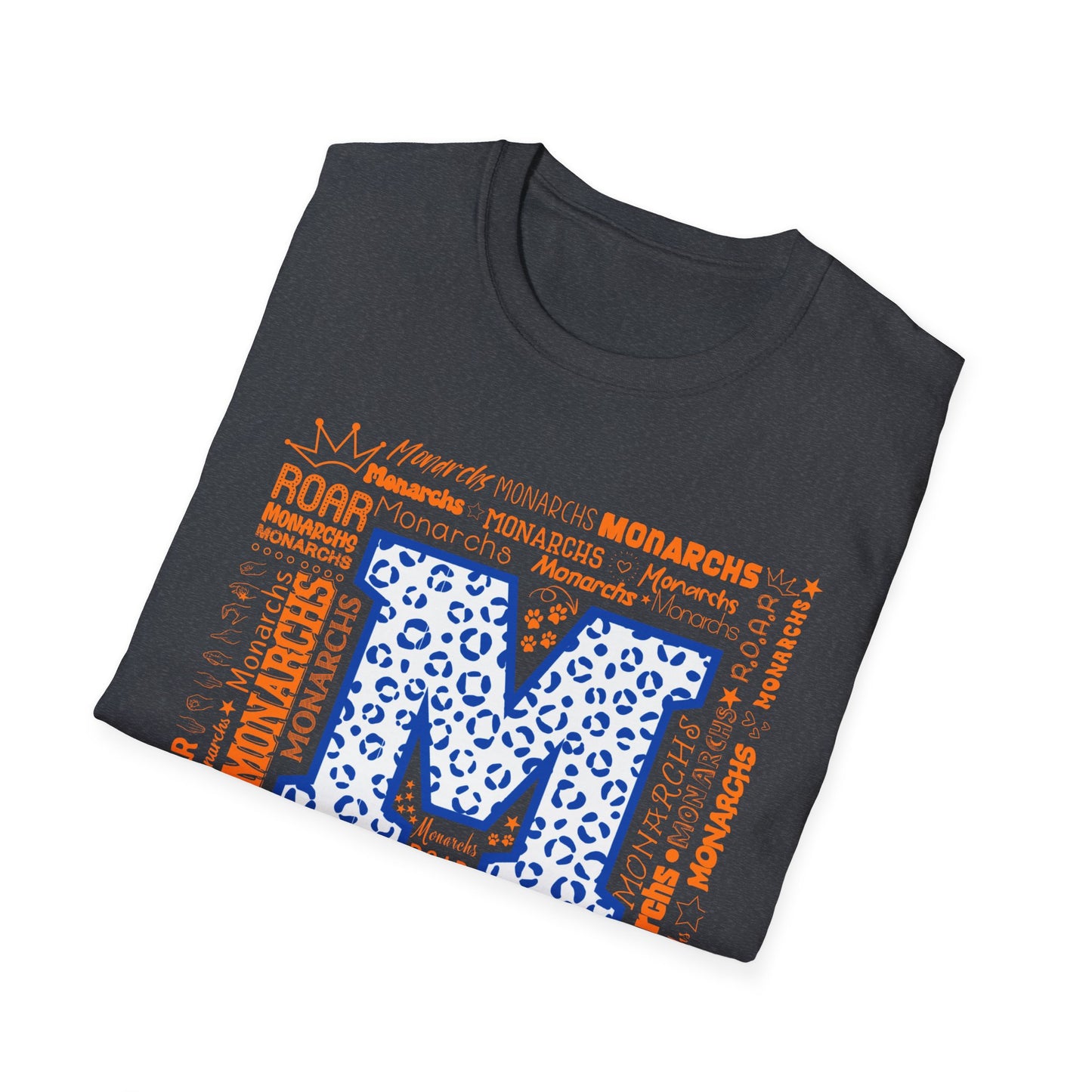 Blue Leopard M Monarchs Roar Unisex Softstyle T-Shirt - Fun Leopard Print Design