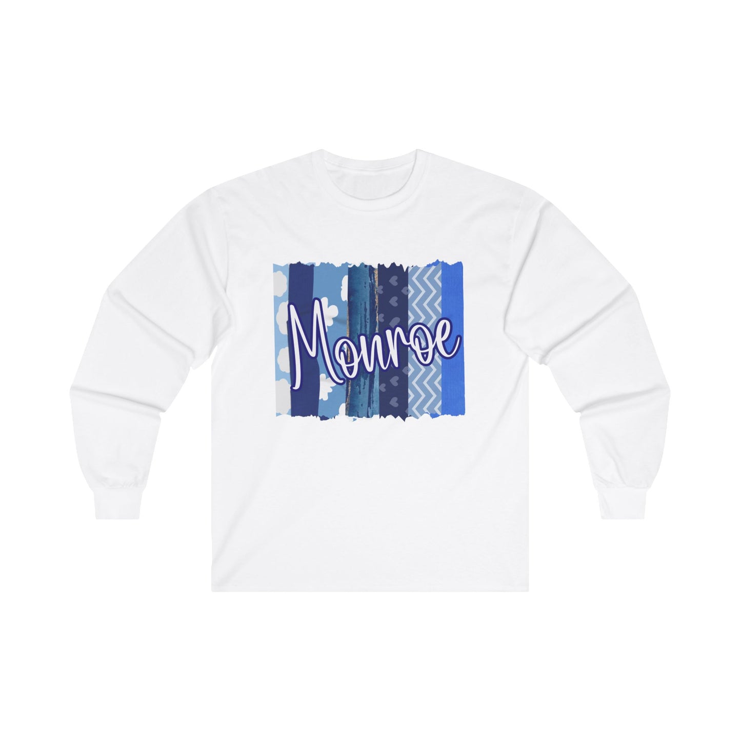 Monroe Patchwork Long Sleeve Tee - Stylish Unisex Cotton Shirt for Casual Wear