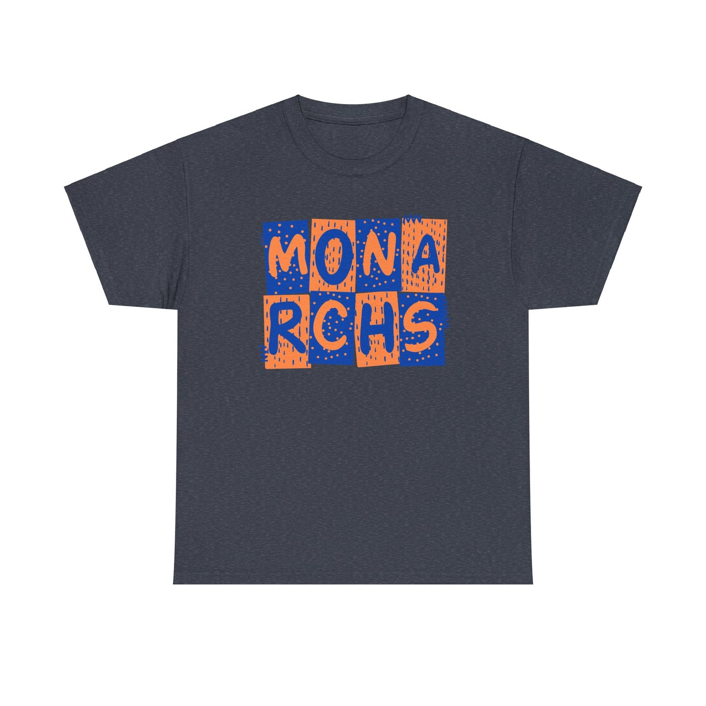 Monarchs Blue and Orange Squares Unisex Heavy Cotton Tee -