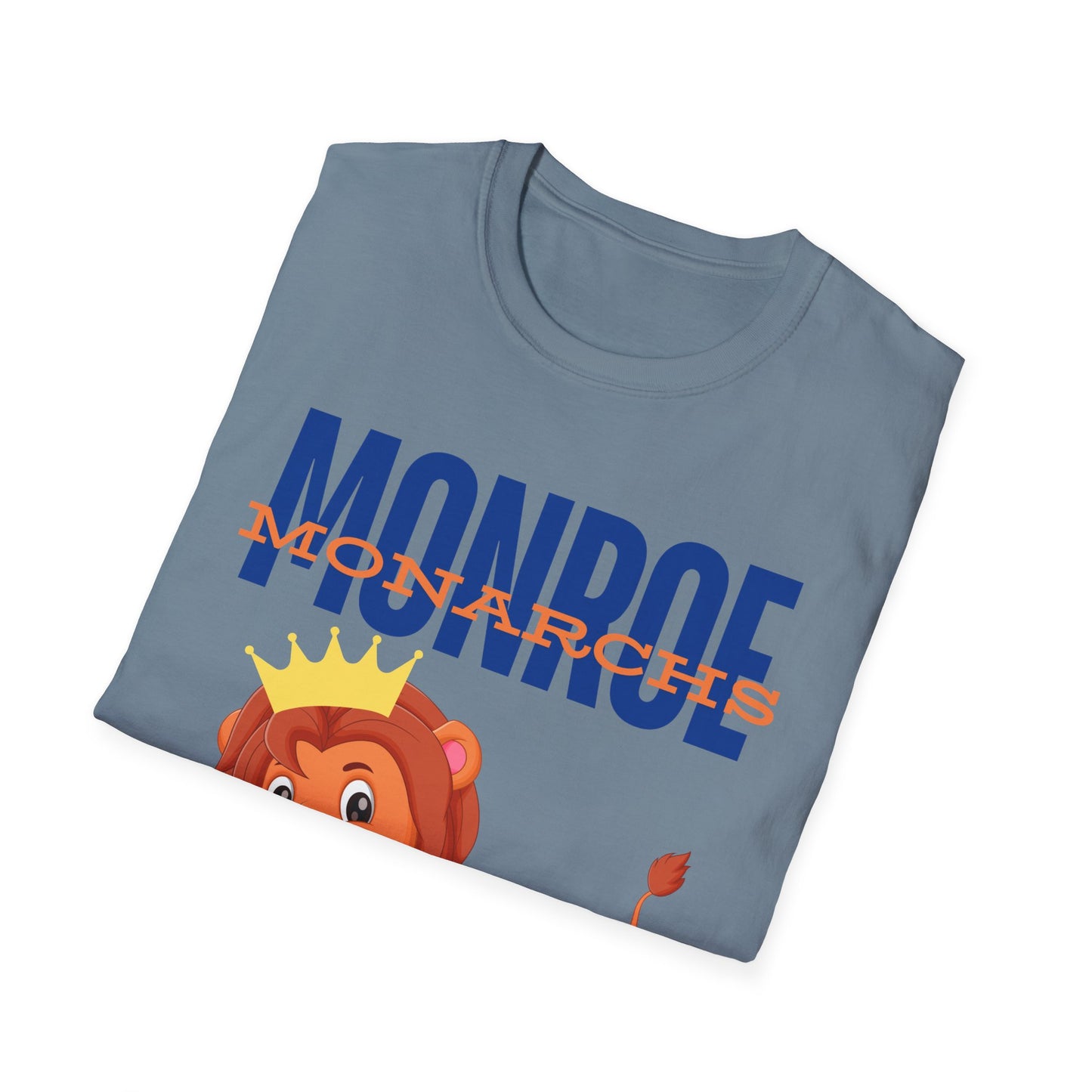Monroe Monarchs Blue/Orange Jumping Lion Crown Design